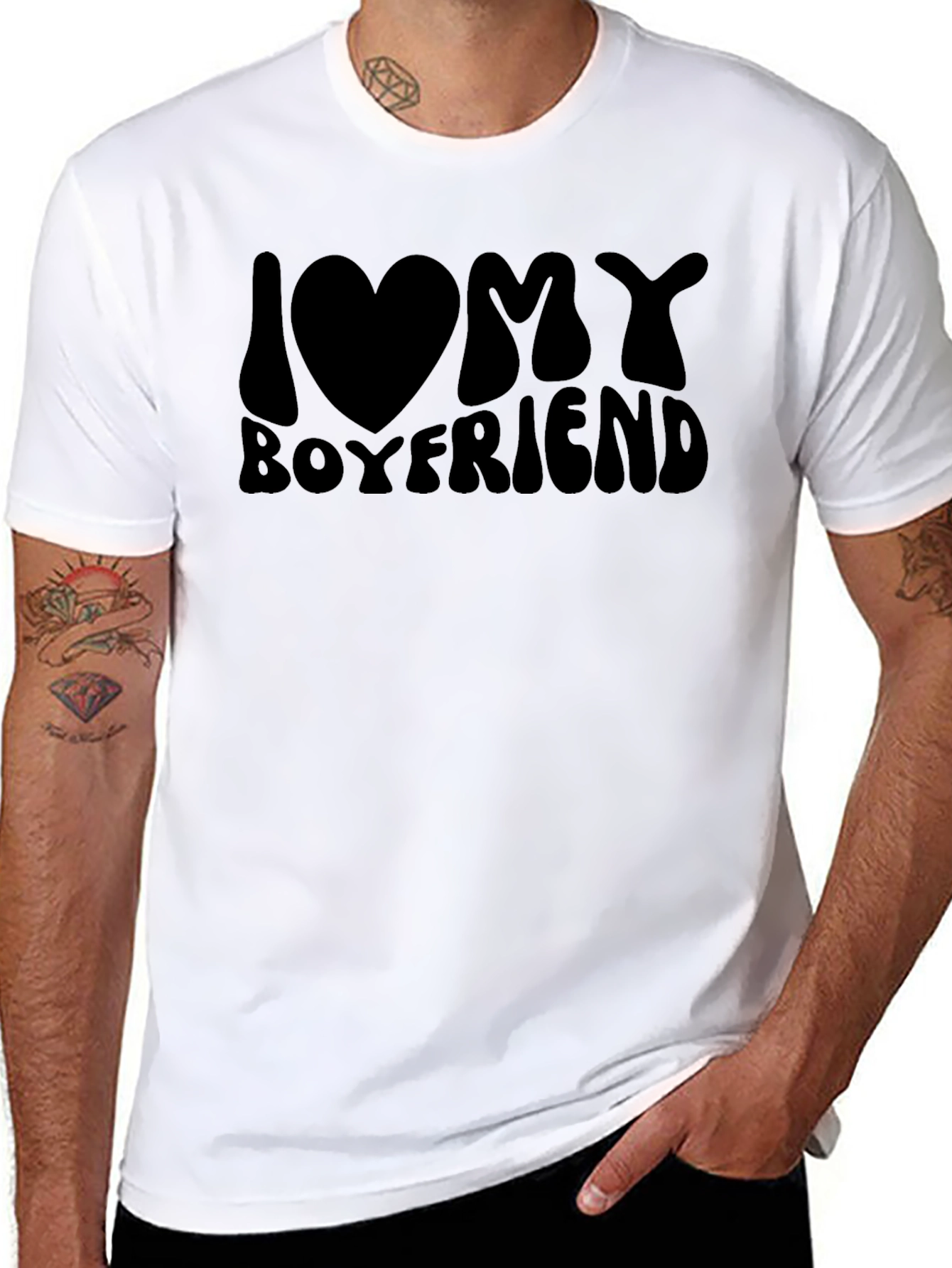 I Love My Boyfriend Graphic Tee - Black