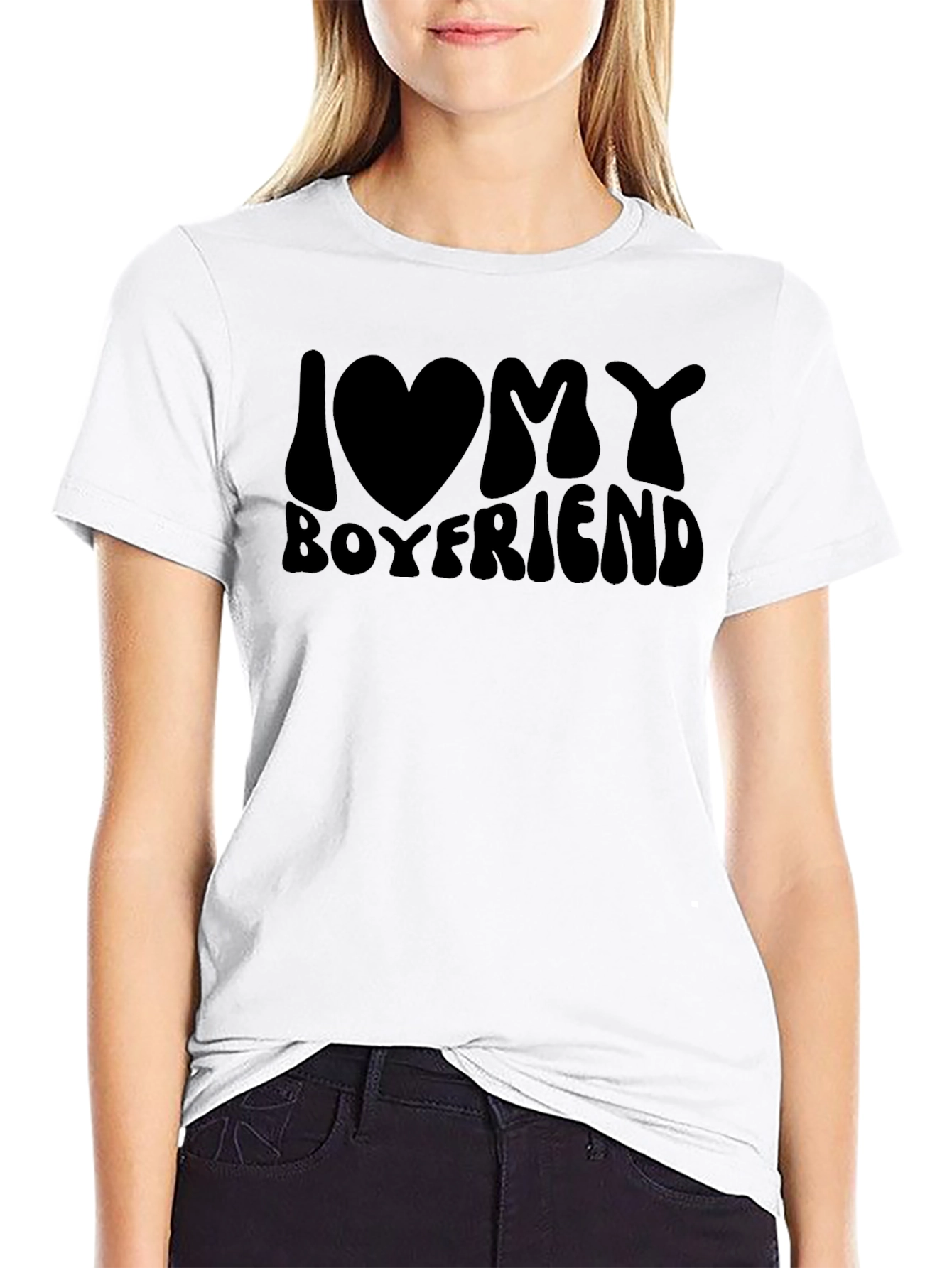 I Love My Boyfriend Graphic Tee - Black