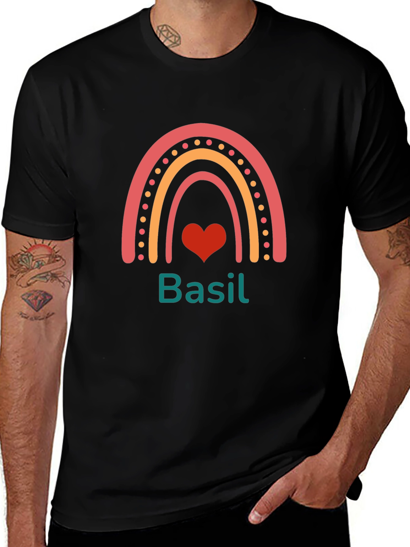 Basil Rainbow Heart T-Shirt