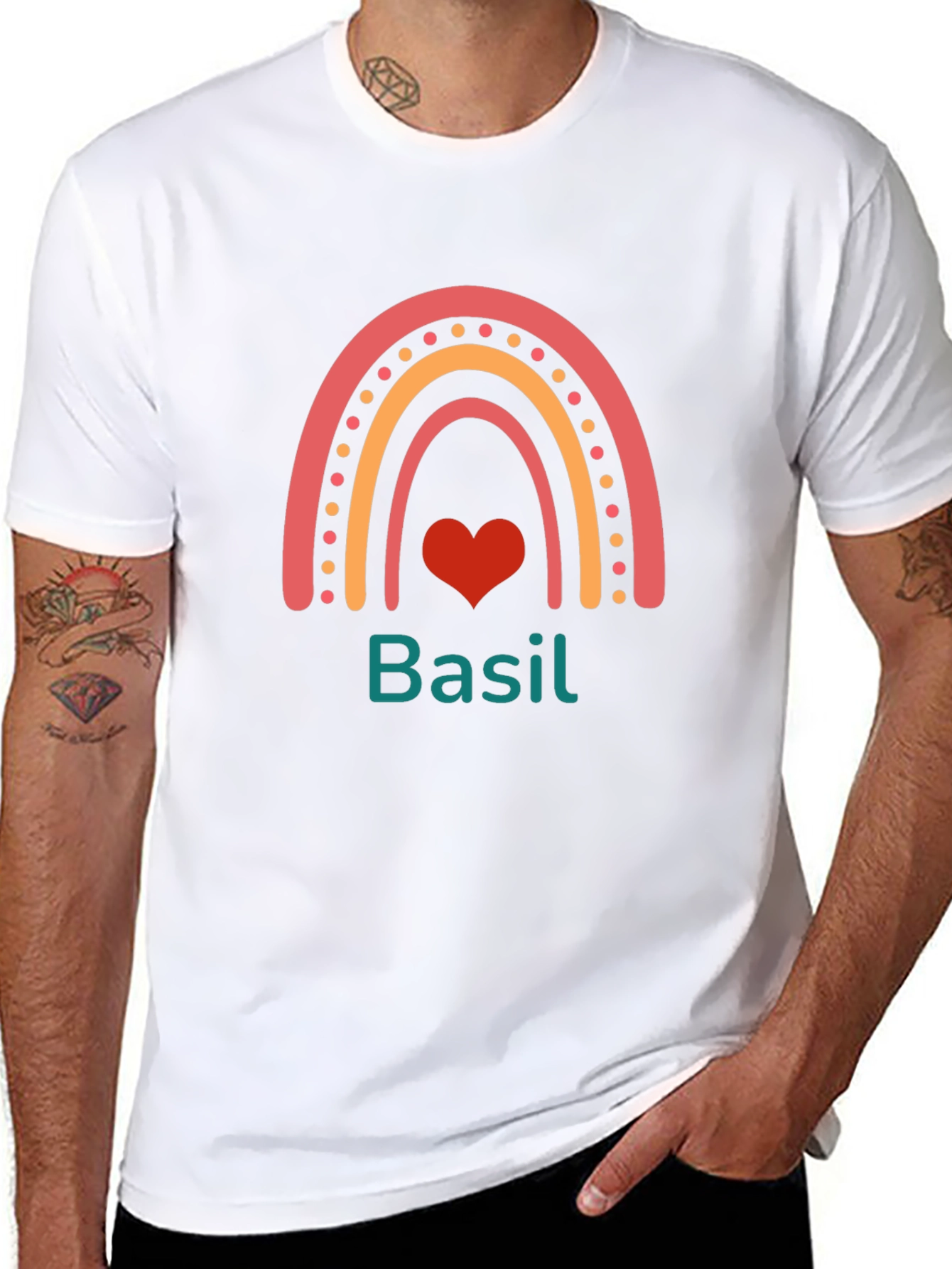 Basil Rainbow Heart T-Shirt
