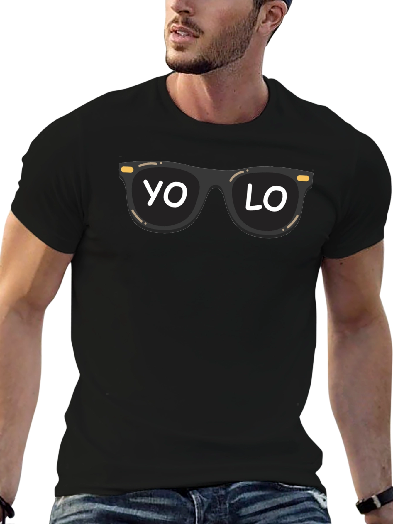 Cool YOLO Sunglasses Graphic Tee - Black