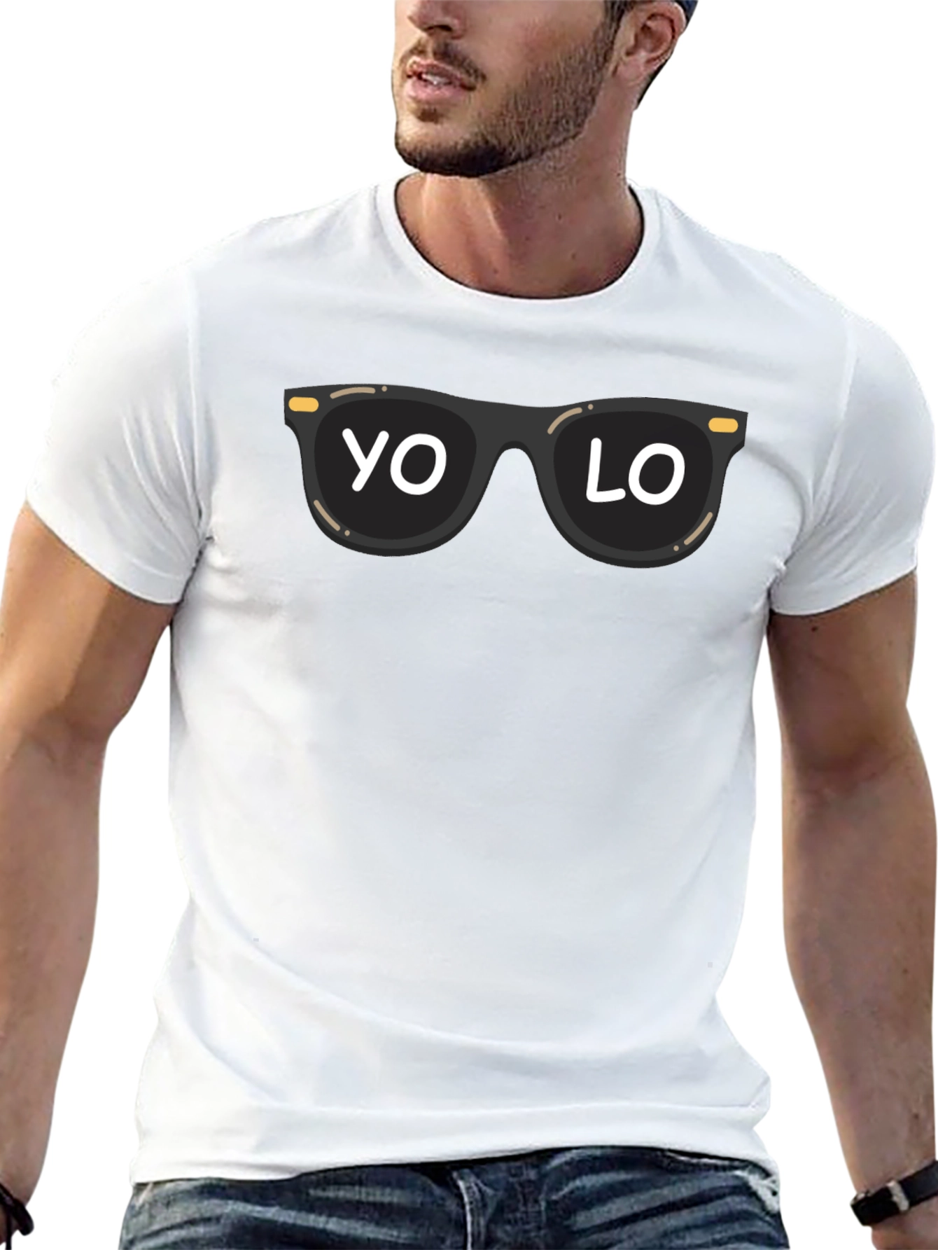 Cool YOLO Sunglasses Graphic Tee - Black