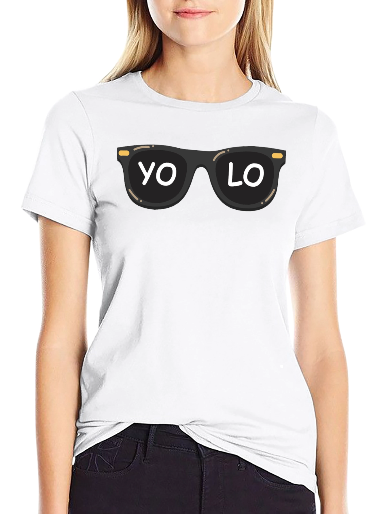 Cool YOLO Sunglasses Graphic Tee - Black