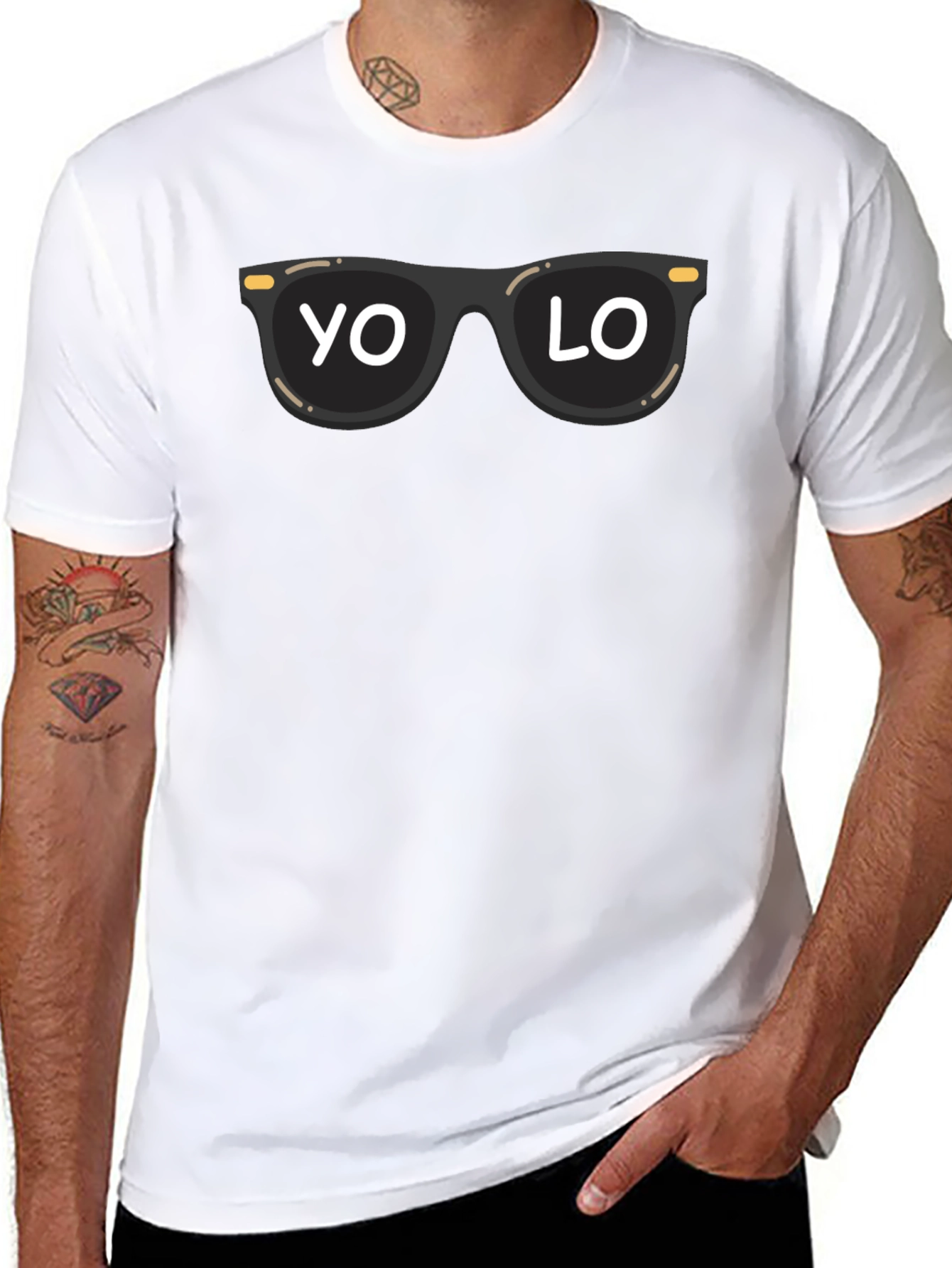 Cool YOLO Sunglasses Graphic Tee - Black