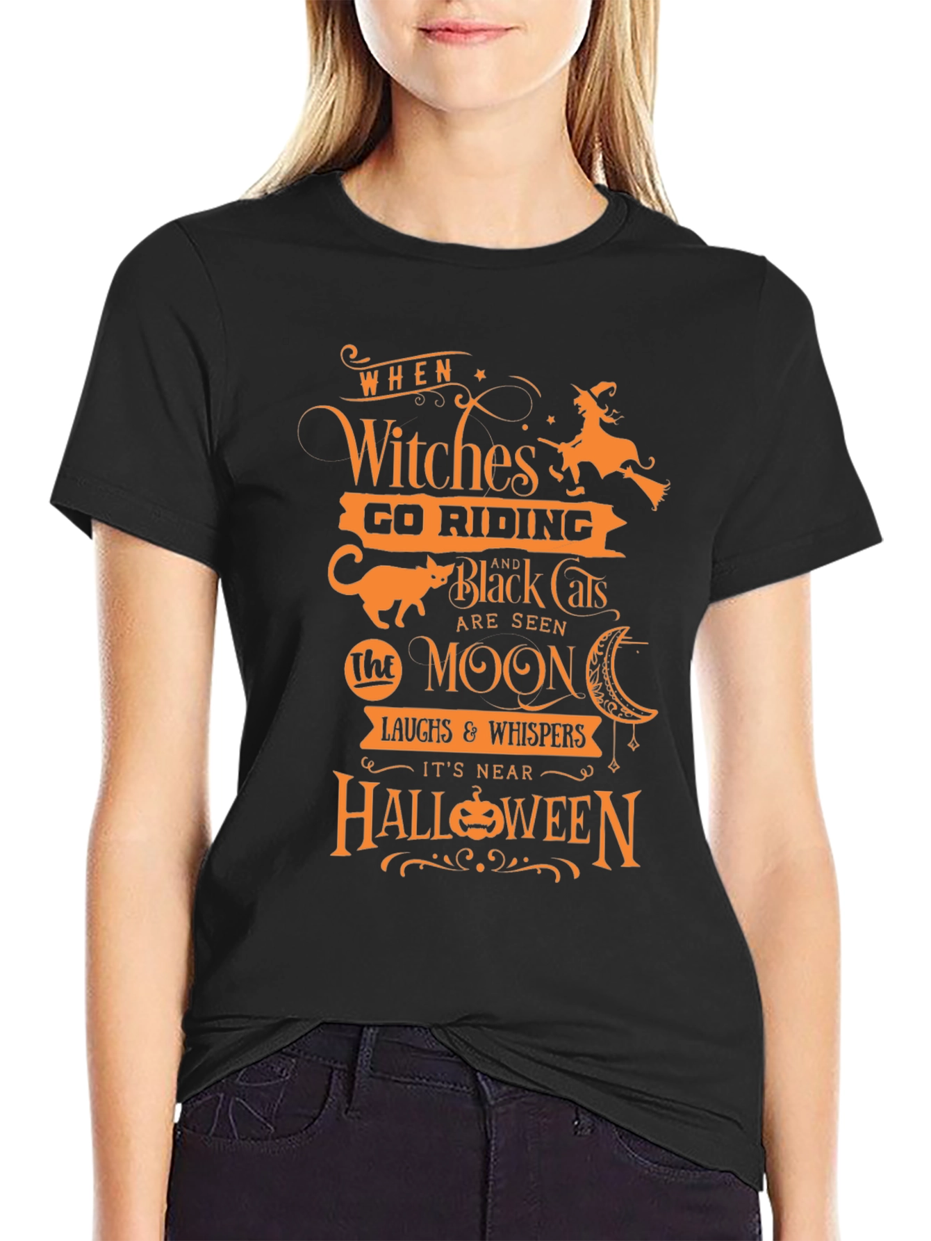 Halloween Witches Go Riding Black T-Shirt