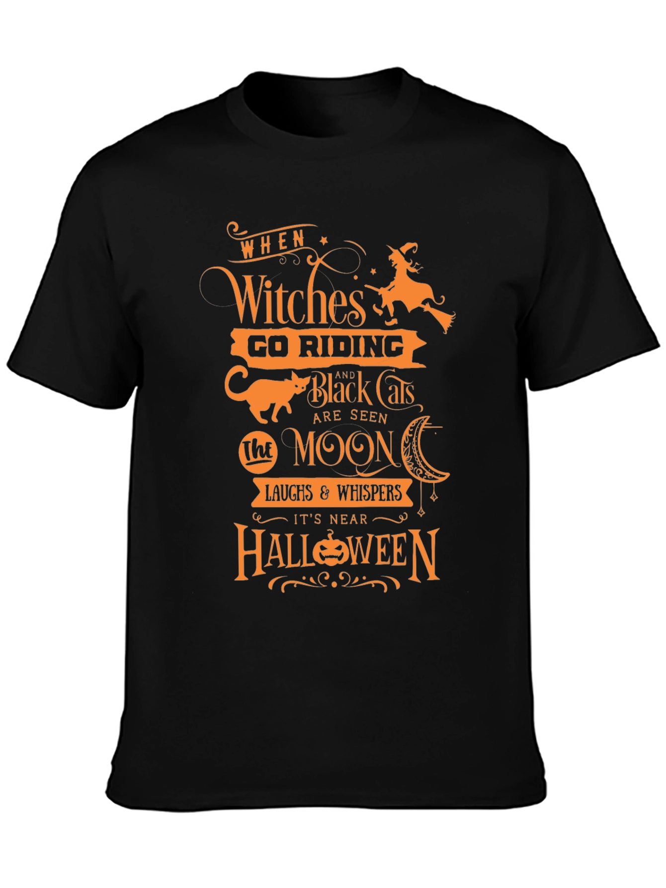 Halloween Witches Go Riding Black T-Shirt