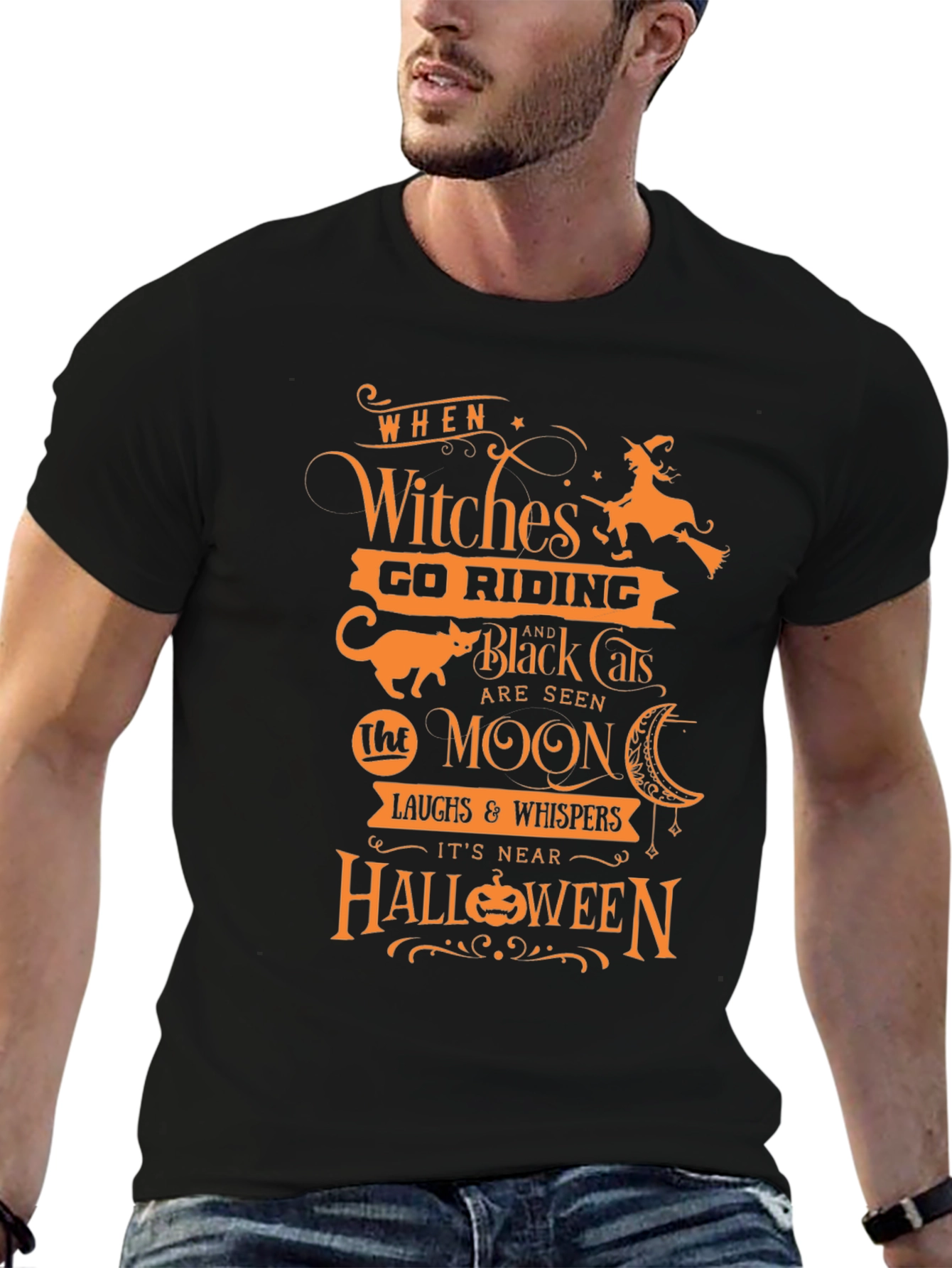 Halloween Witches Go Riding Black T-Shirt