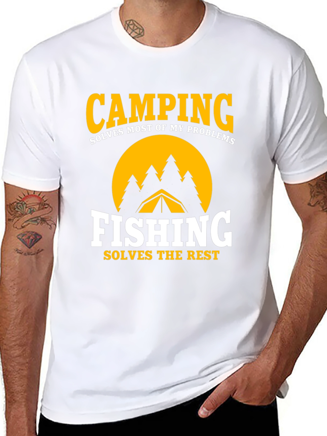Camping & Fishing Graphic Tee - Problem Solver Shirt