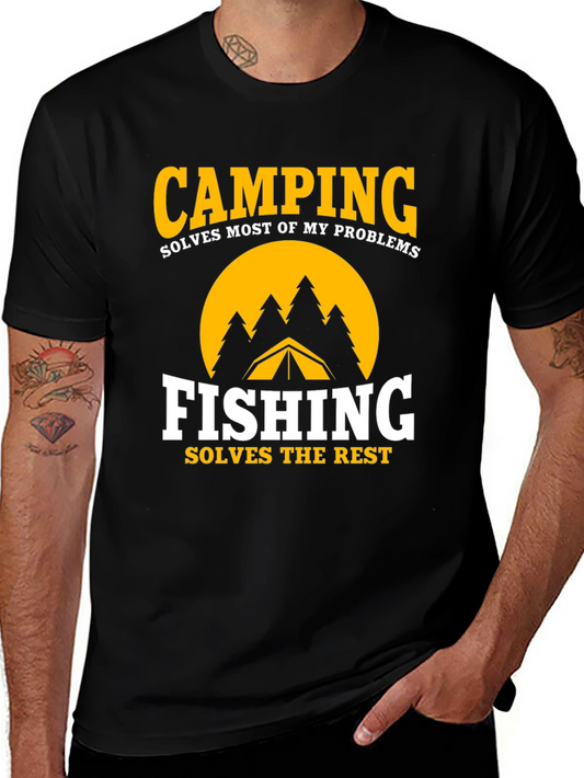 Camping & Fishing Graphic Tee - Problem Solver Shirt
