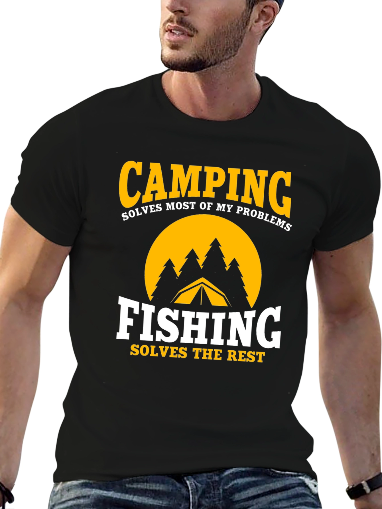 Camping & Fishing Graphic Tee - Problem Solver Shirt