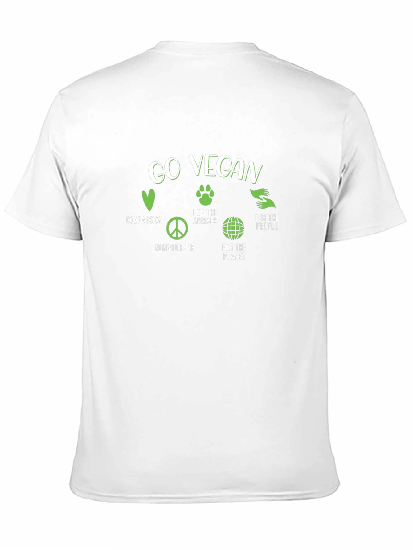 Go Vegan Black T-Shirt: Compassion Animals Planet People