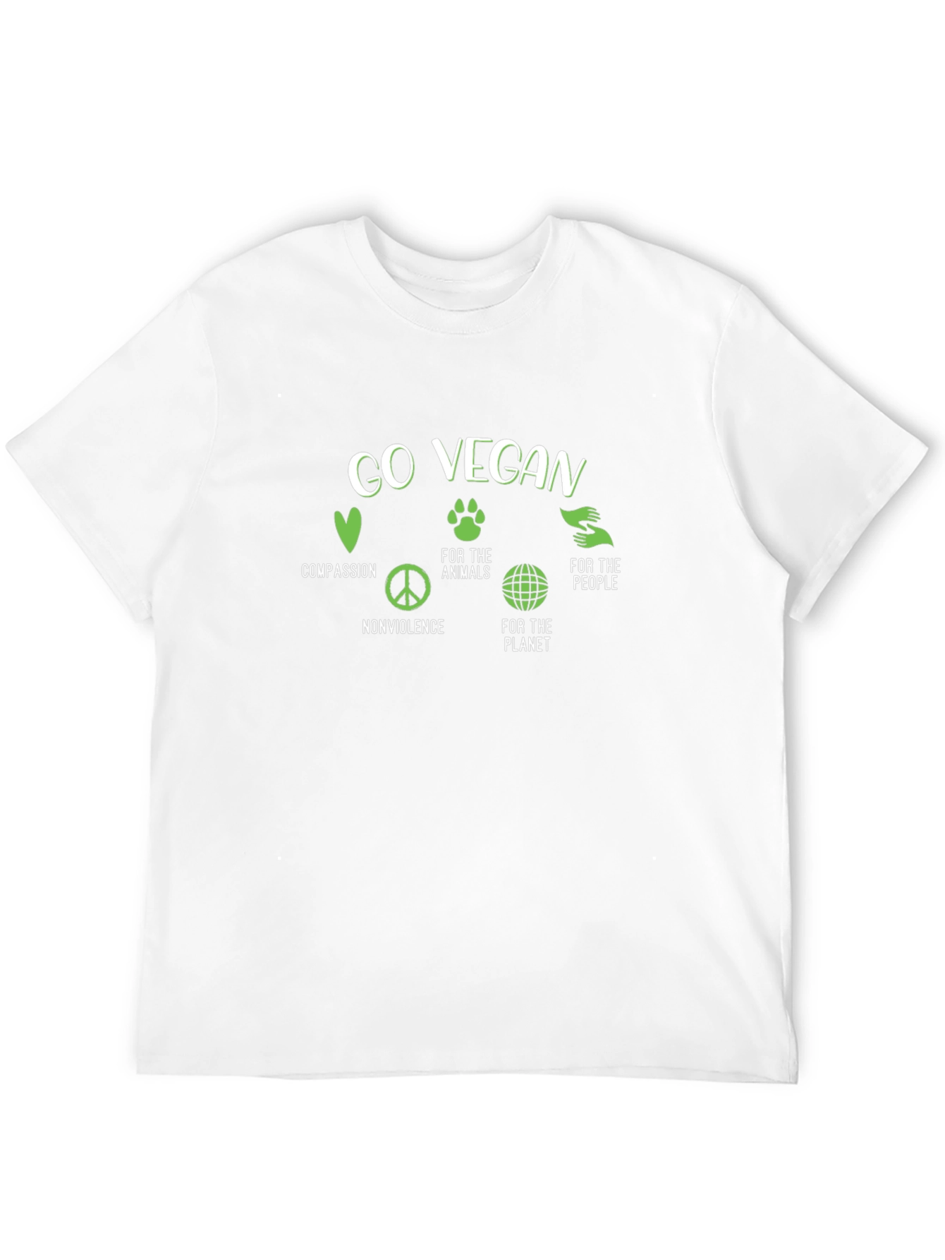 Go Vegan Black T-Shirt: Compassion Animals Planet People