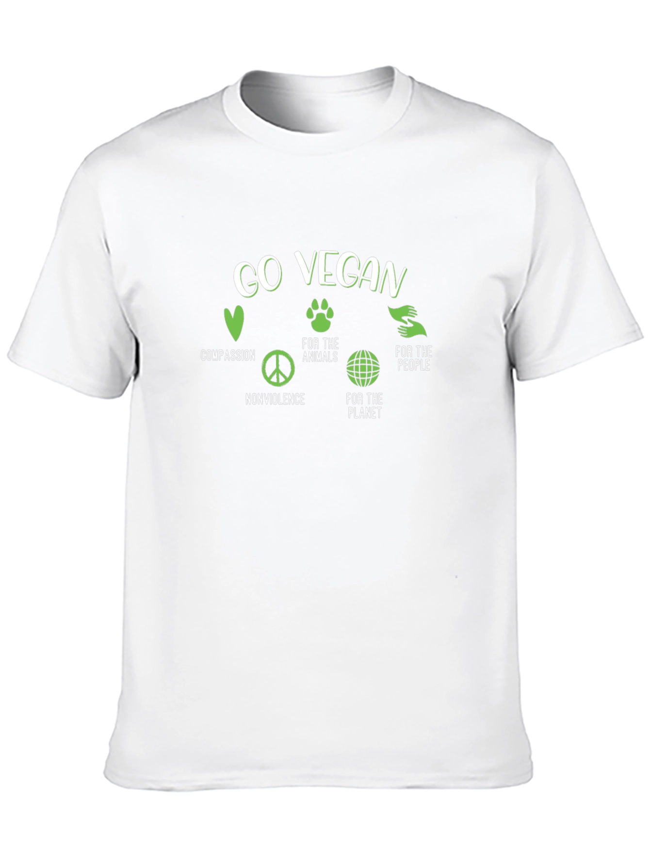 Go Vegan Black T-Shirt: Compassion Animals Planet People