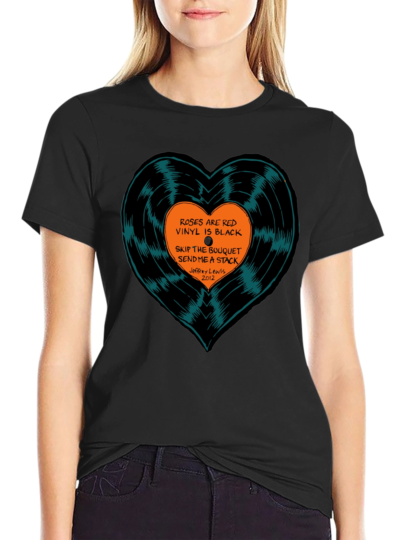 Vinyl Heart T-Shirt: Roses Are Red