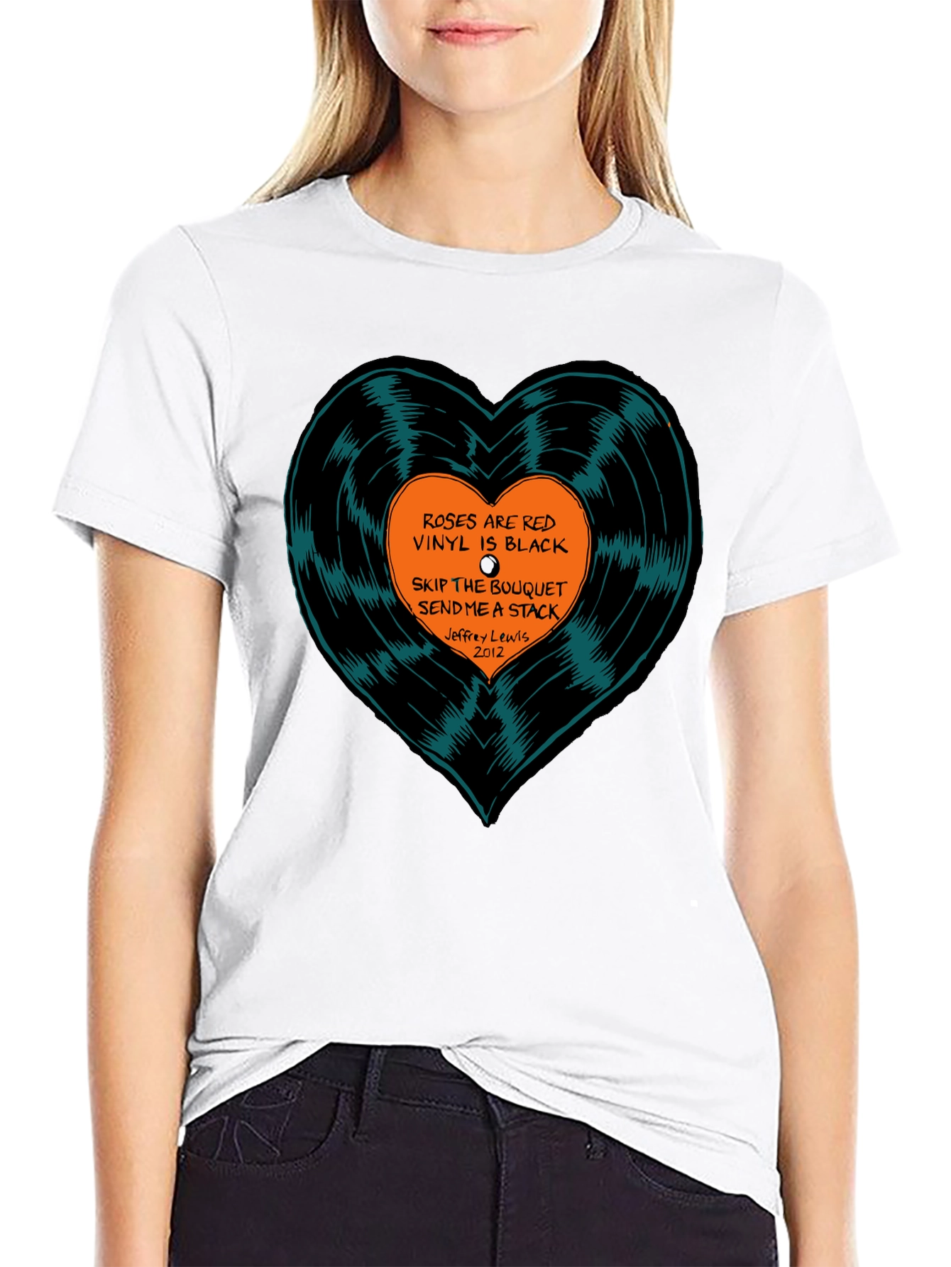 Vinyl Heart T-Shirt: Roses Are Red