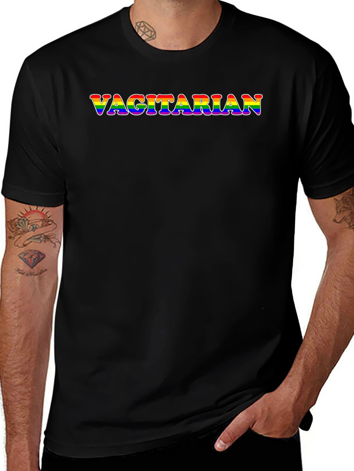 Vagitarian Pride Rainbow Graphic Tee