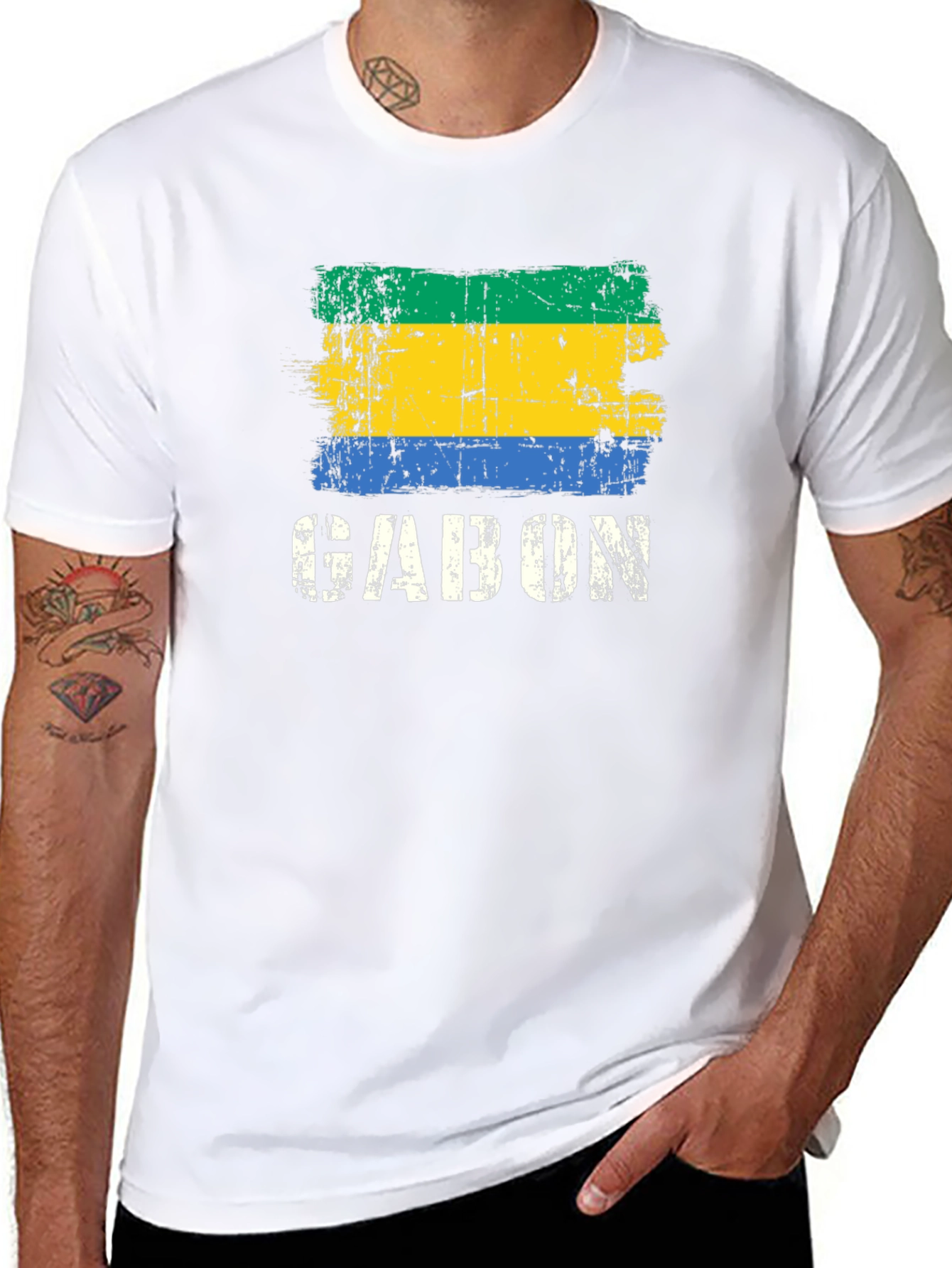 Gabon Flag Grunge T-Shirt
