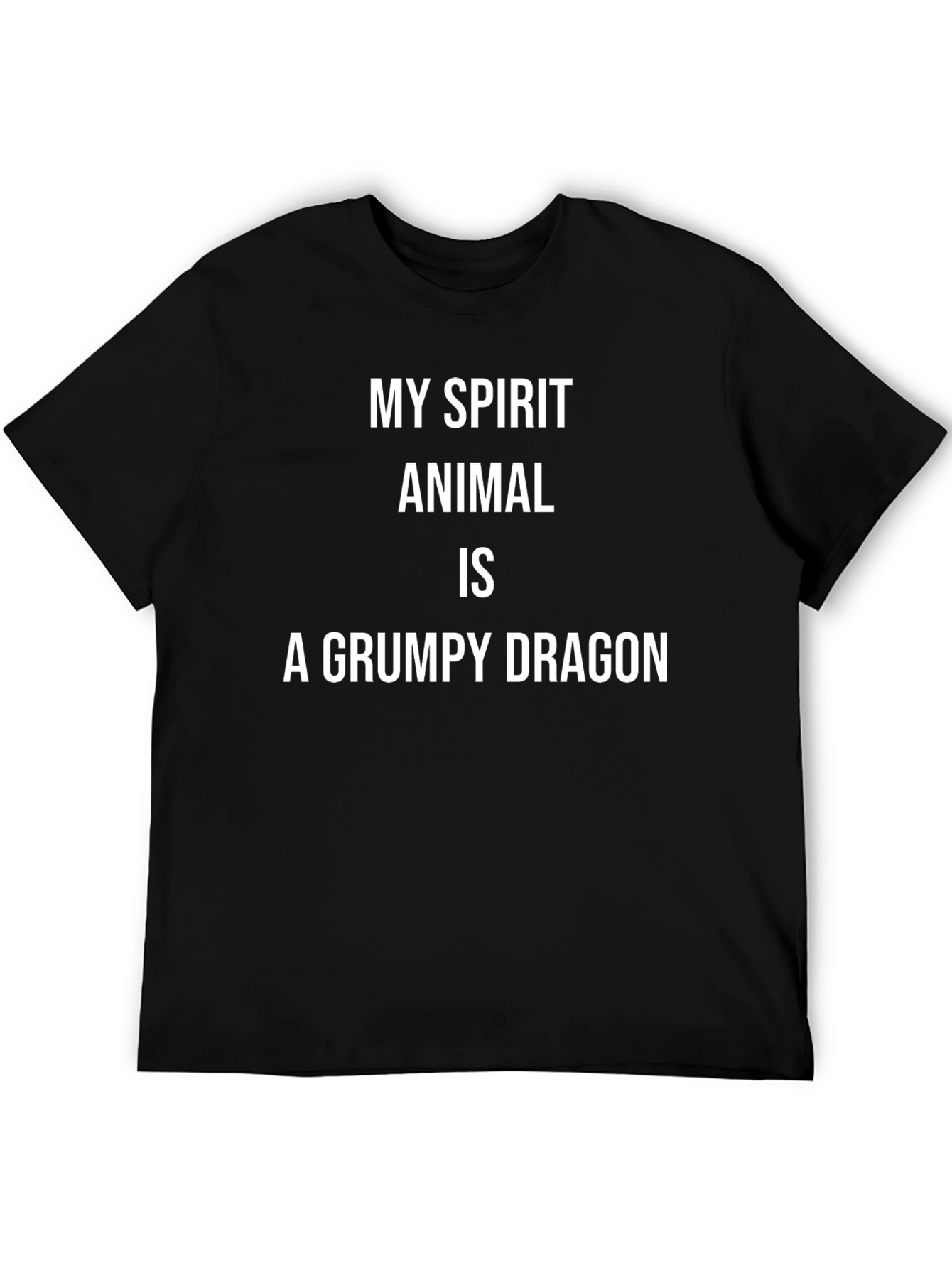 Grumpy Dragon Spirit Animal Black T-Shirt