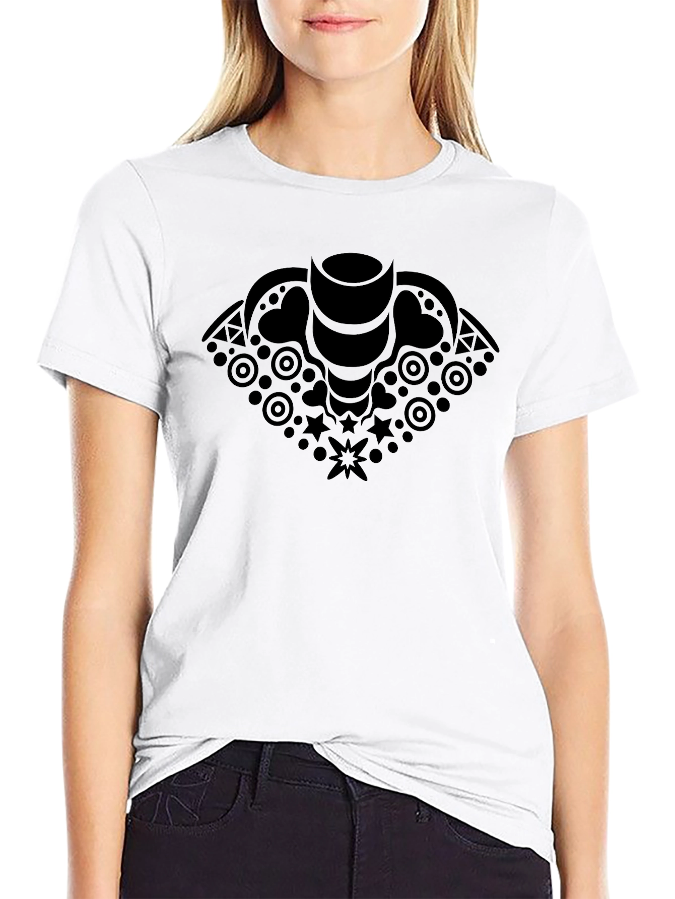 Mens Black T-Shirt with Geometric Graphic