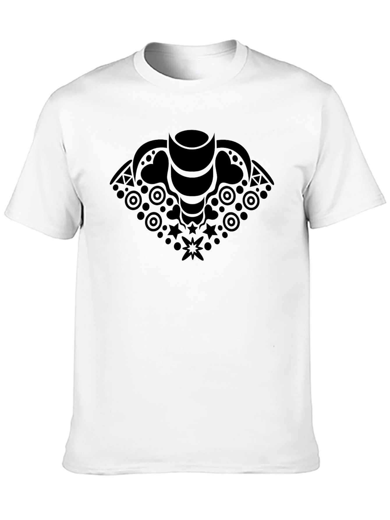 Mens Black T-Shirt with Geometric Graphic