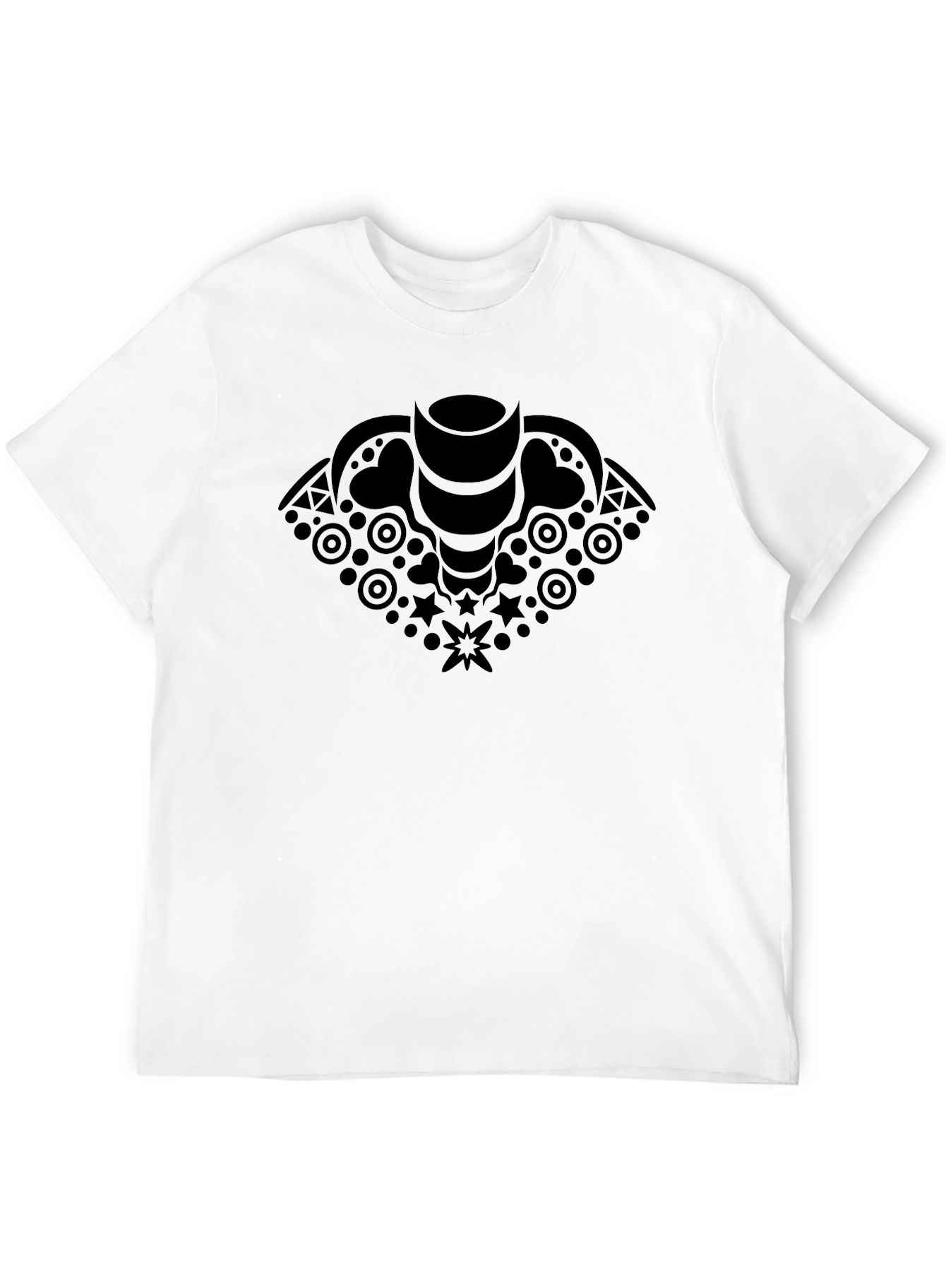 Mens Black T-Shirt with Geometric Graphic