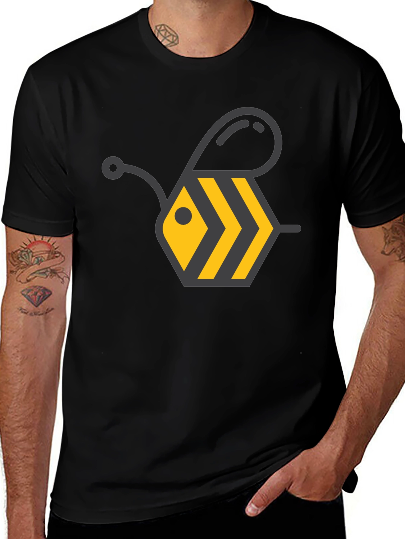 Bee Graphic Black T-Shirt - Stylish Casual Wear