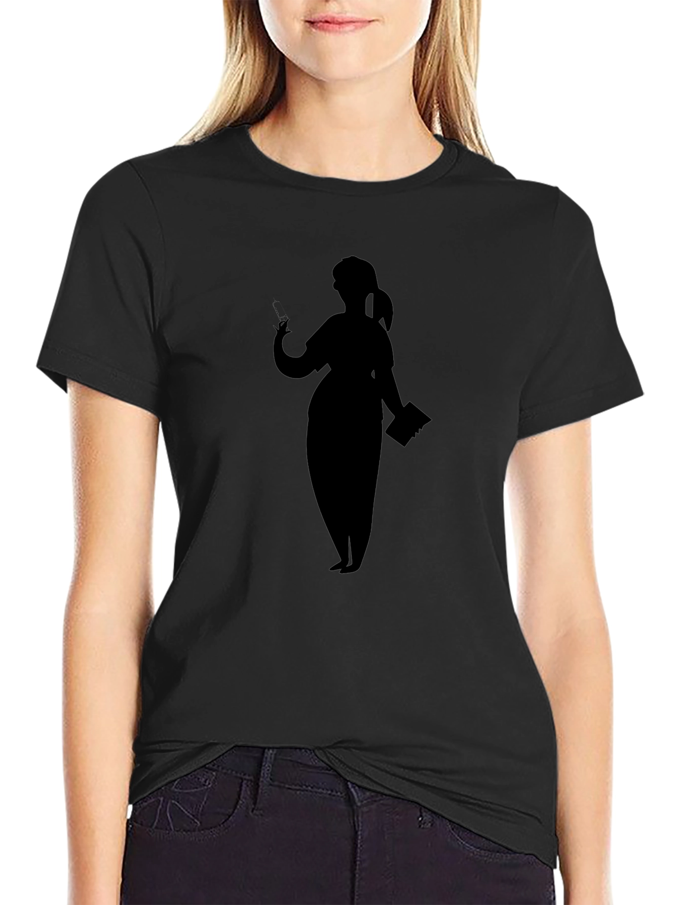 Silhouette Teacher Graphic Tee - Black