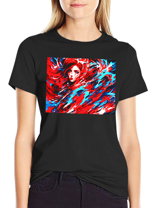 Abstract Art T-Shirt - Red and Blue Swirl Design