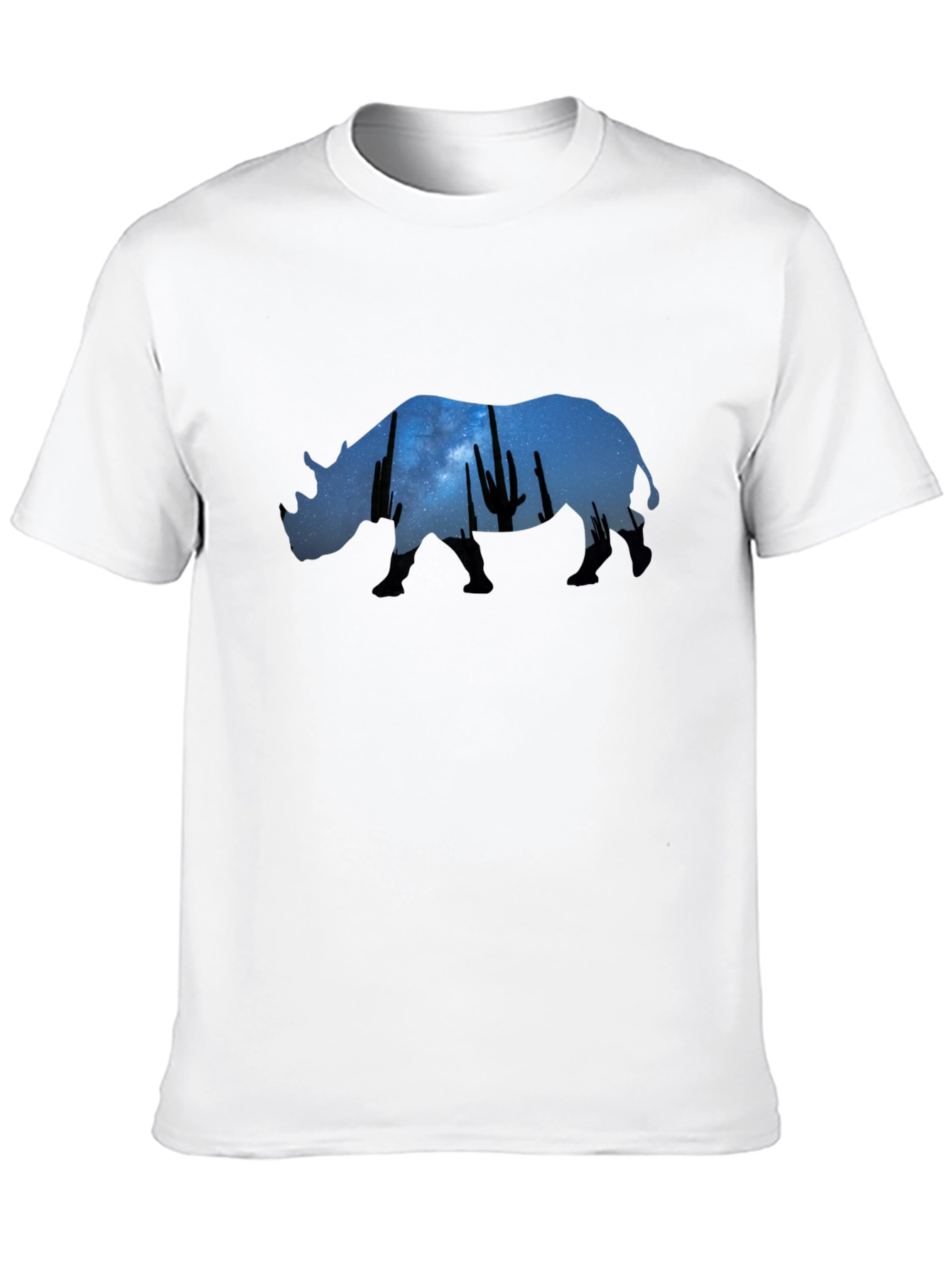 Rhino Cactus Night Sky Graphic Tee - Black