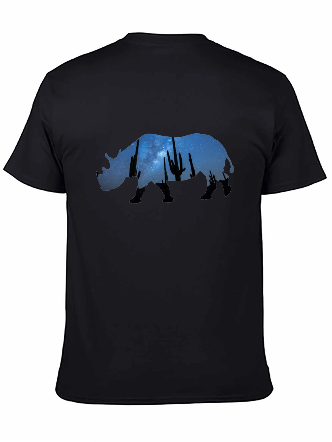 Rhino Cactus Night Sky Graphic Tee - Black