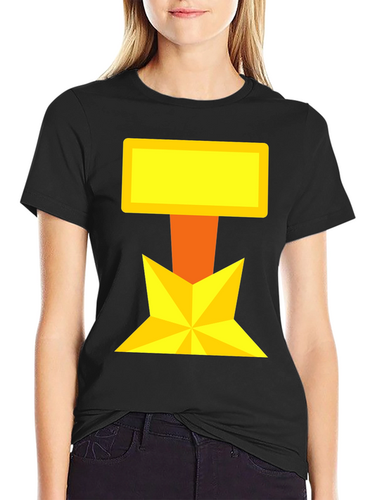 Bold Geometric Graphic Tee - Black Cotton Blend
