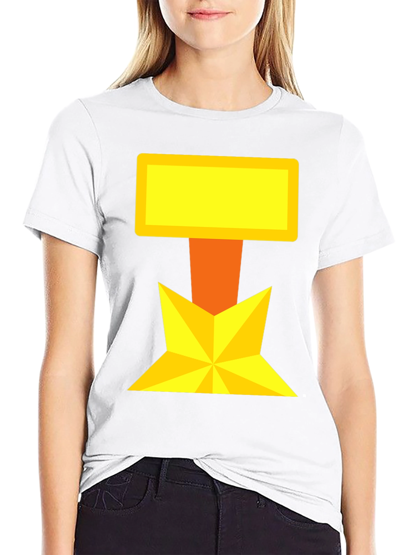 Bold Geometric Graphic Tee - Black Cotton Blend