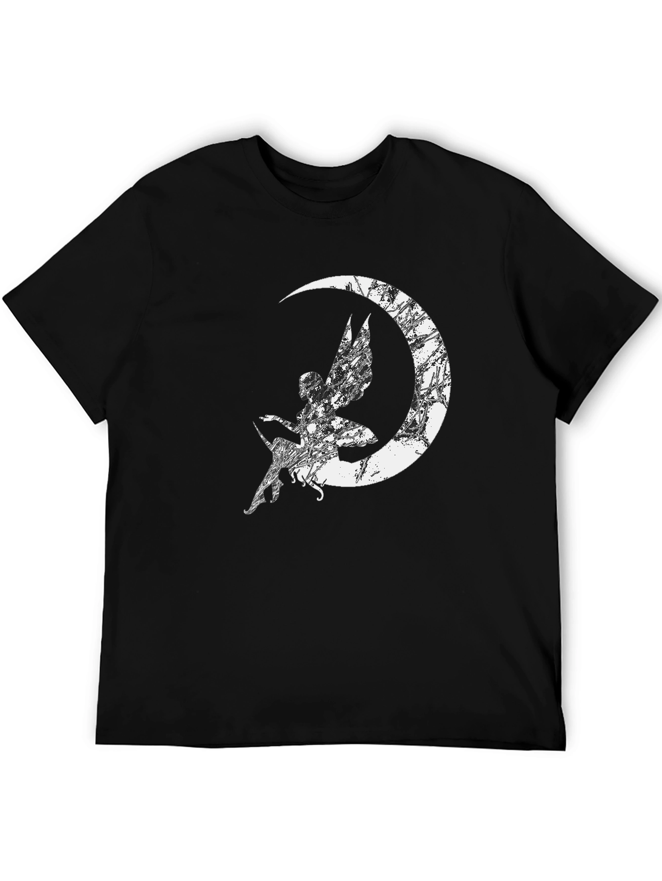 Fairy Moon Graphic T-Shirt - Black Cotton Tee