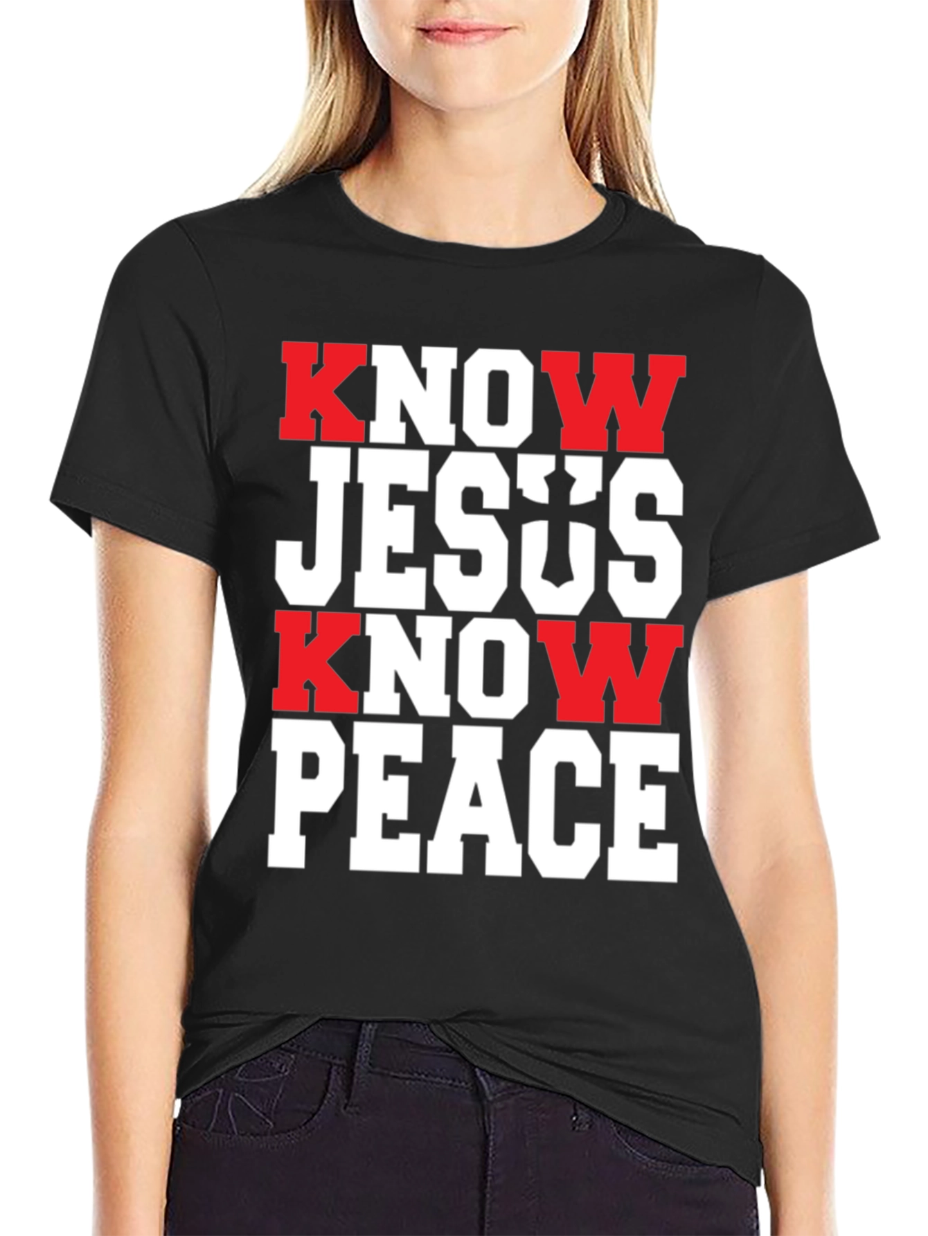 Know Jesus Know Peace Black T-Shirt