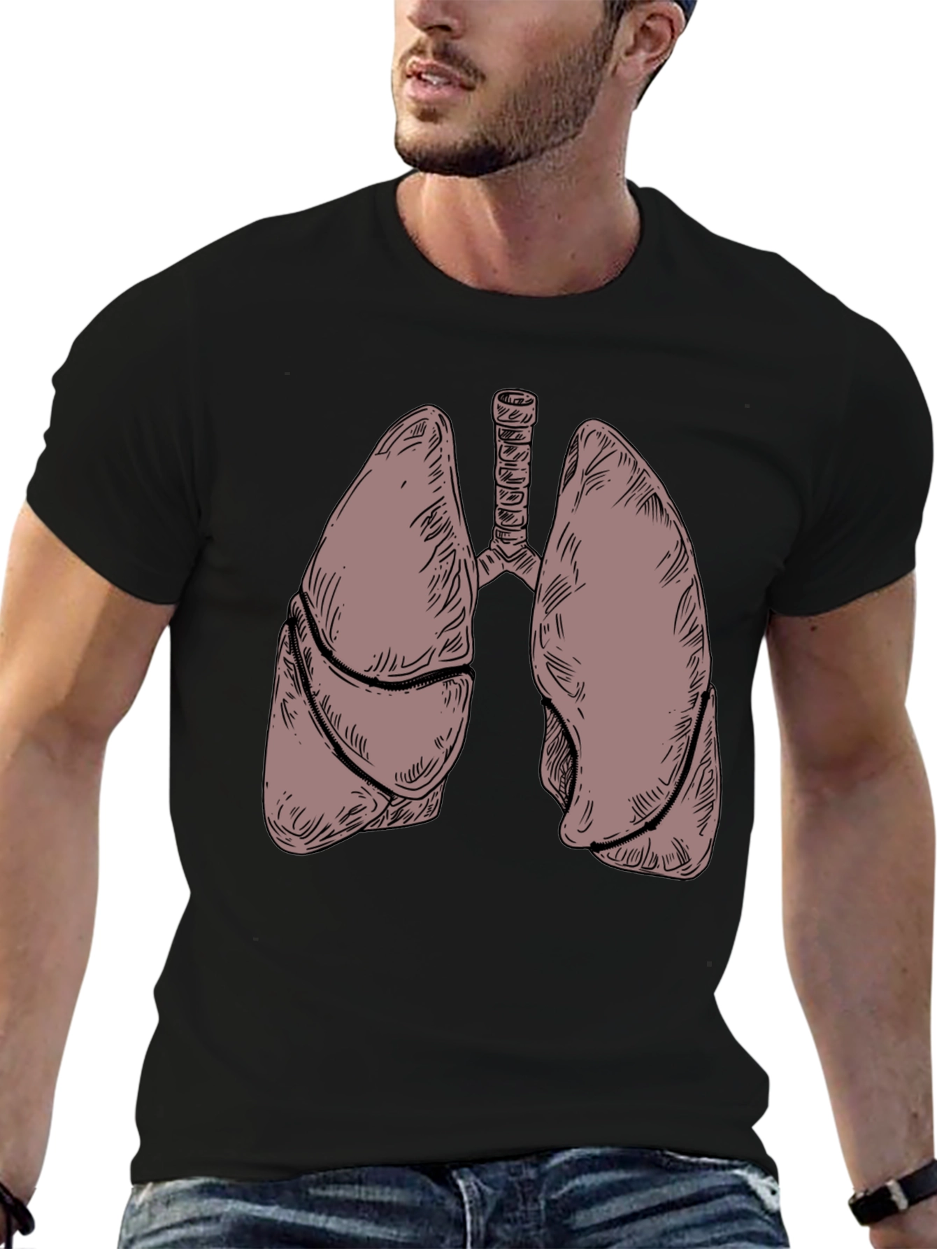 Anatomical Lungs Graphic T-Shirt - Black