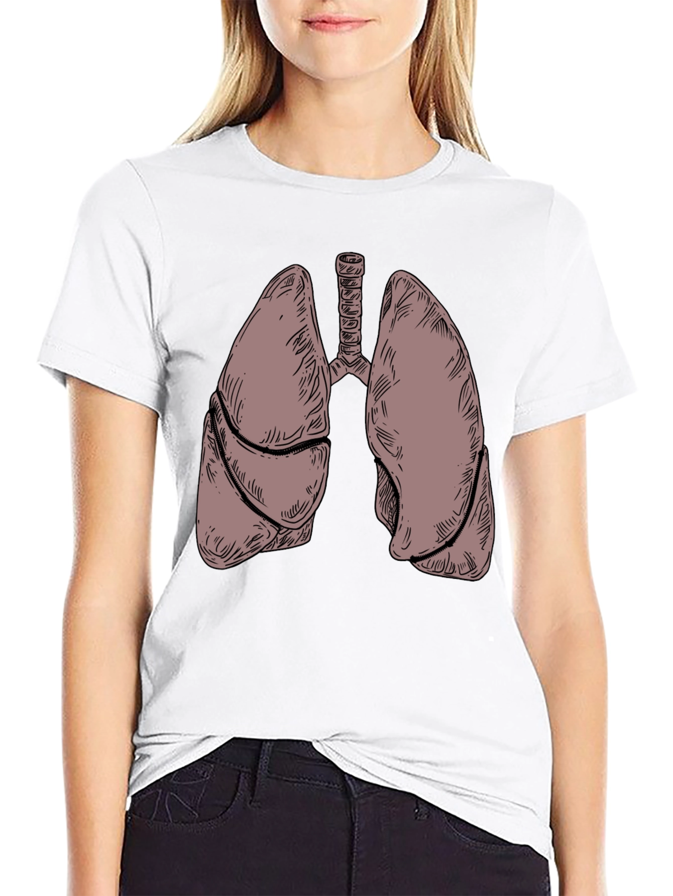 Anatomical Lungs Graphic T-Shirt - Black