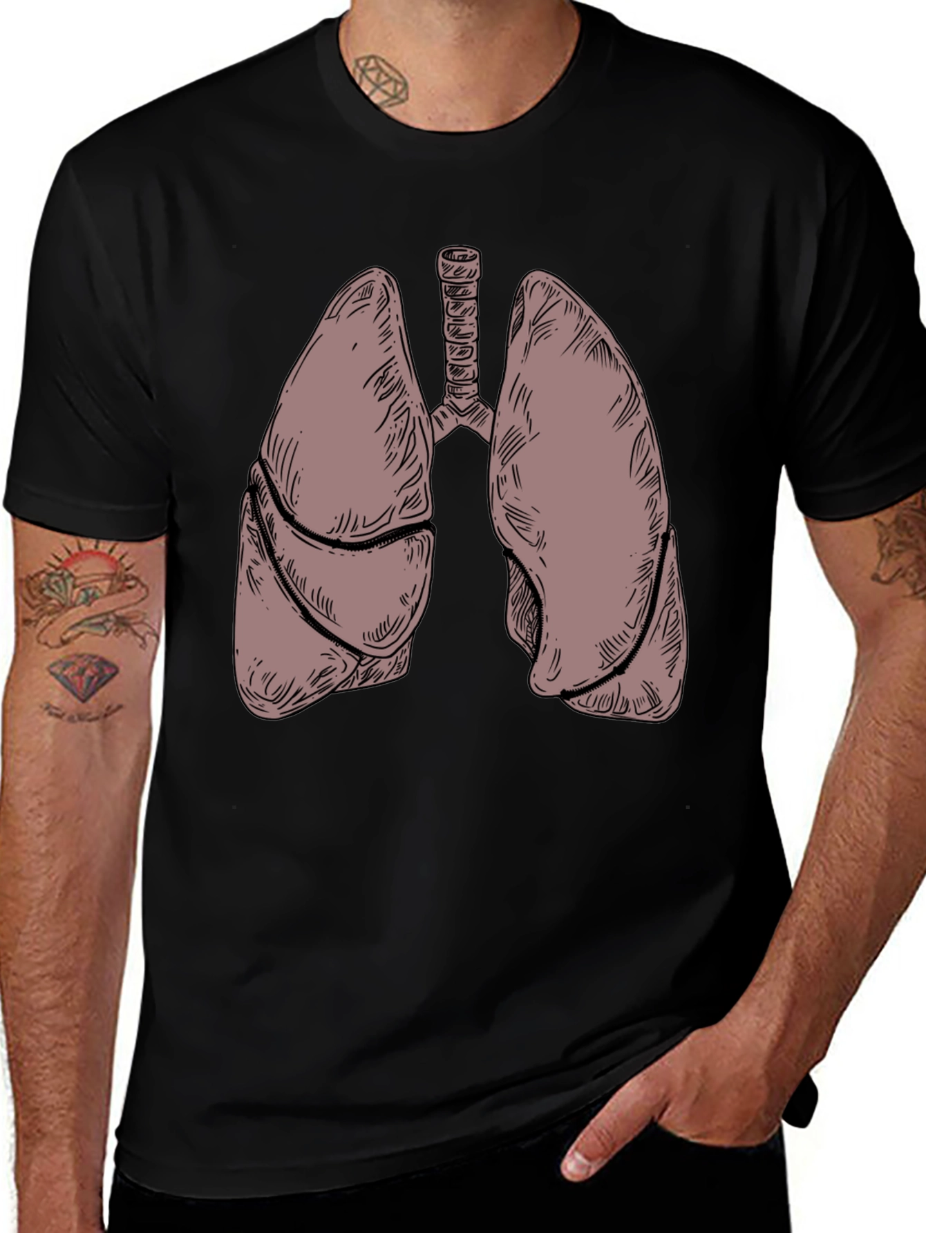Anatomical Lungs Graphic T-Shirt - Black
