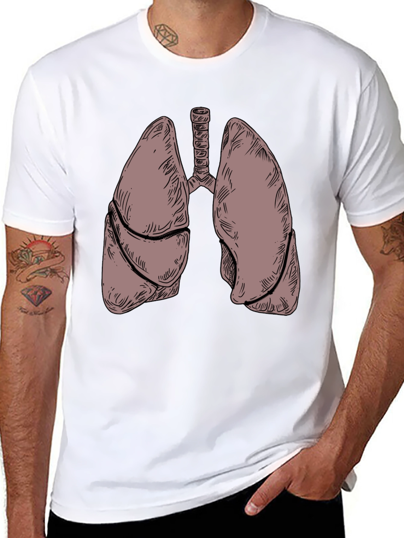 Anatomical Lungs Graphic T-Shirt - Black