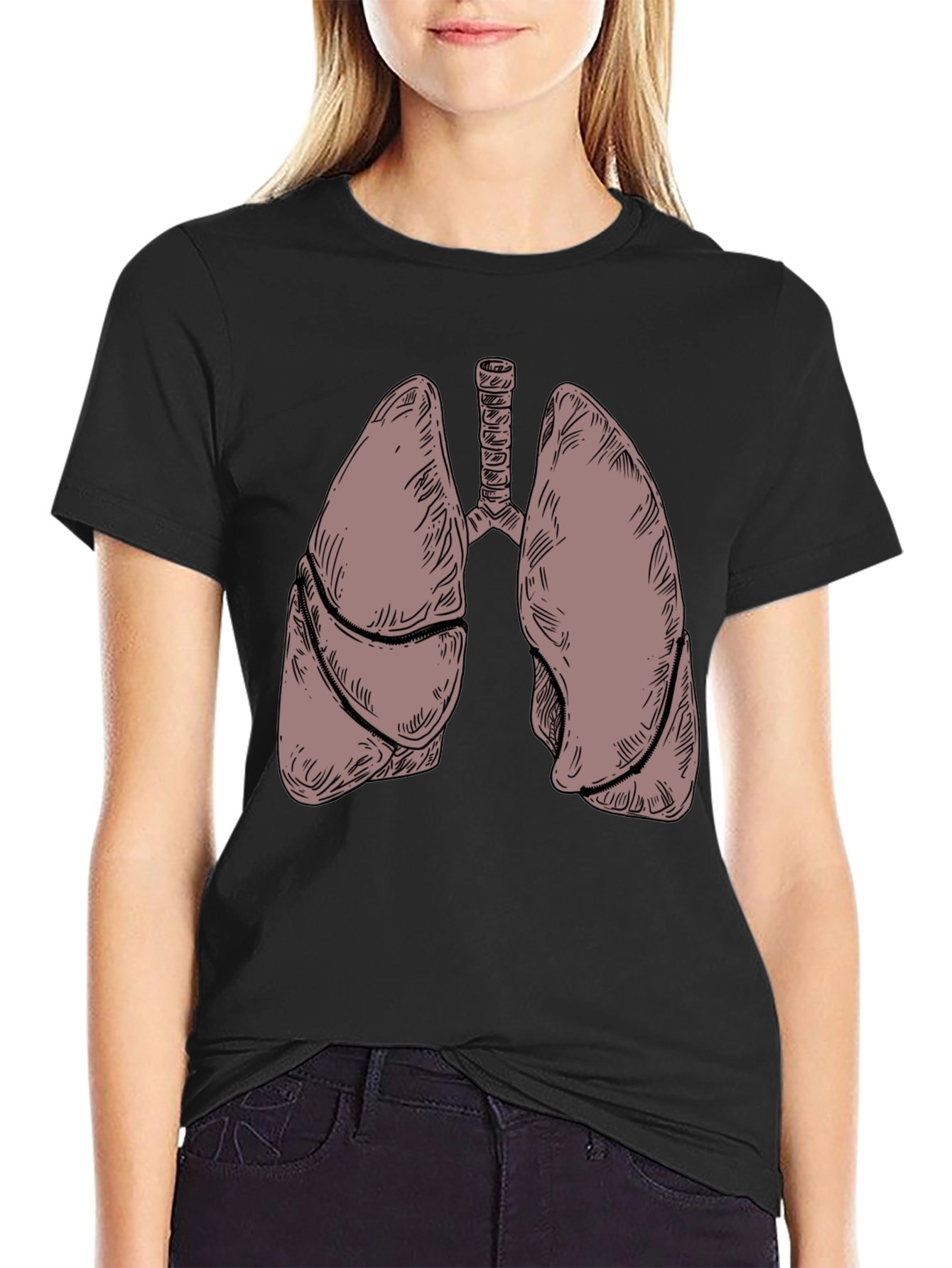 Anatomical Lungs Graphic T-Shirt - Black