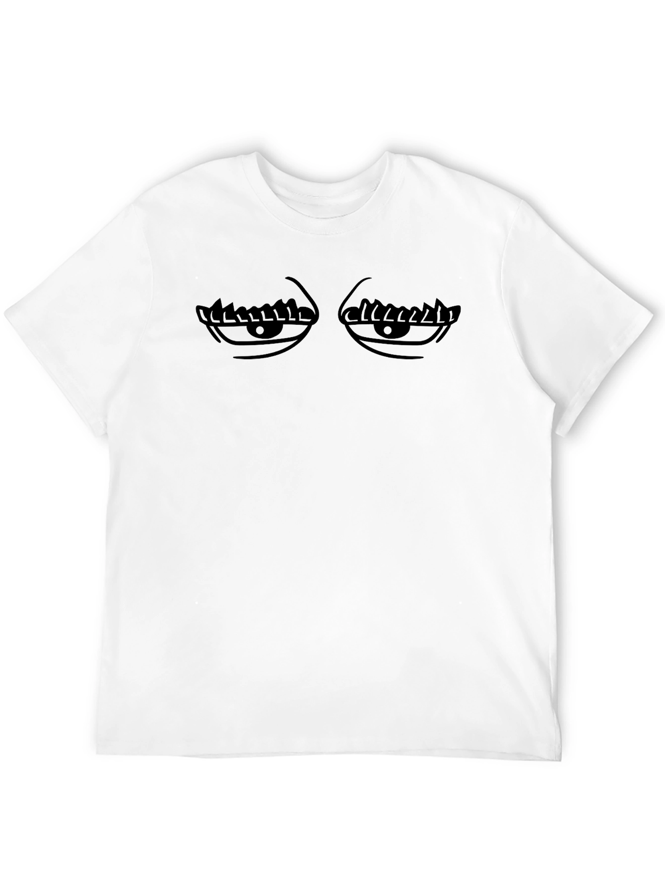 Mens Black Graphic Tee - Funny Sleepy Eyes Design