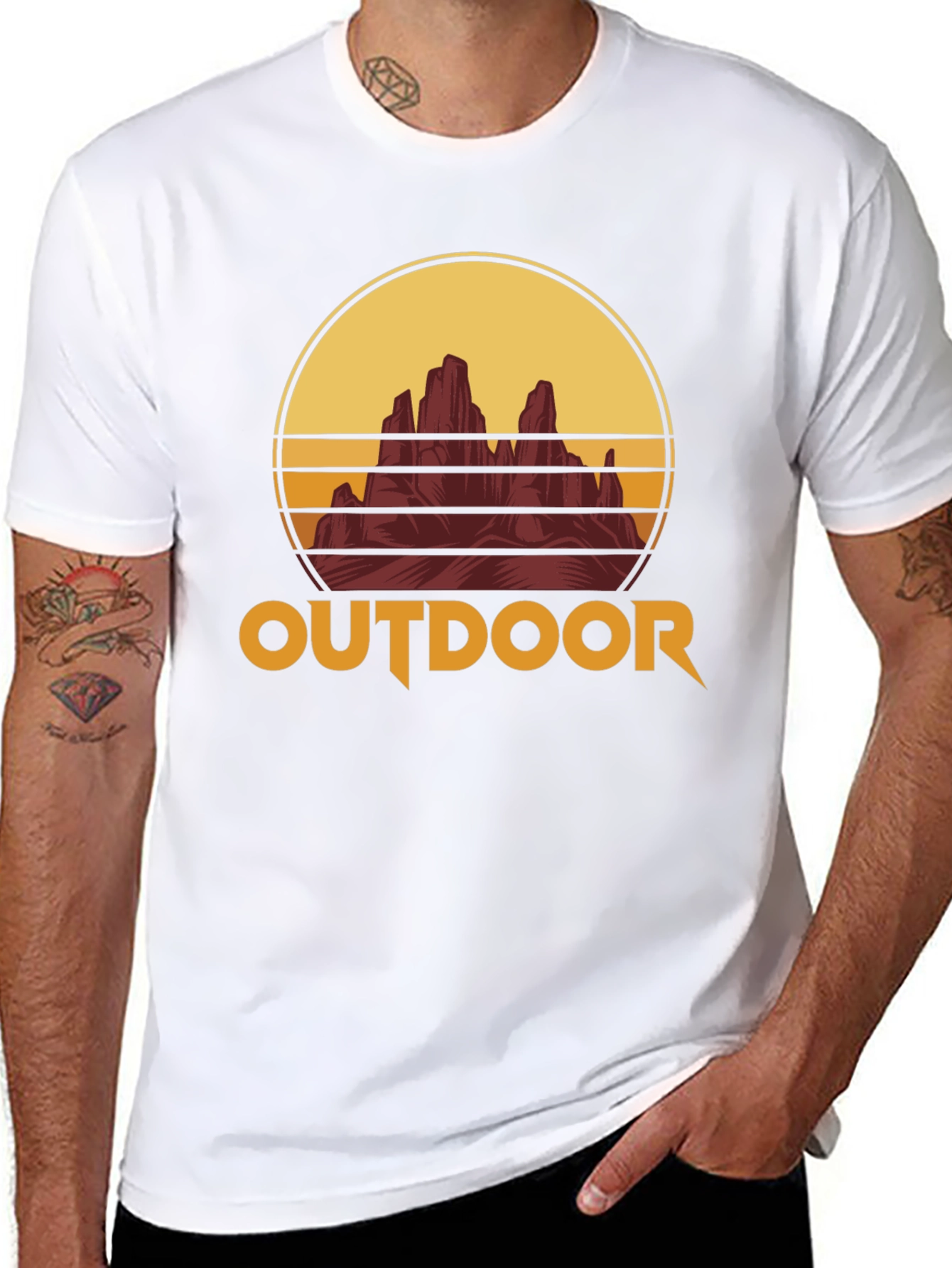 Outdoor Adventure T-Shirt - Mountain Sunset Graphic
