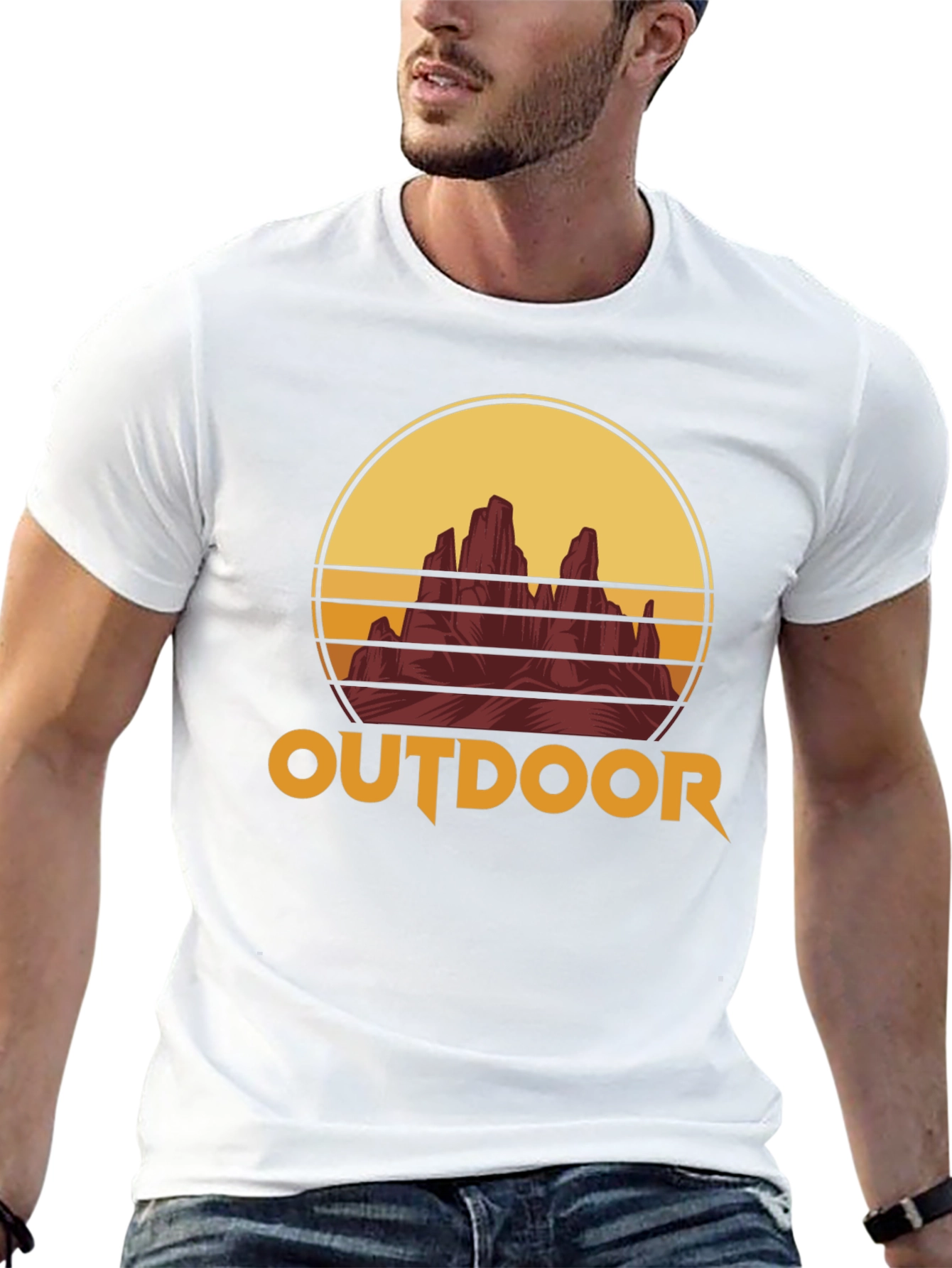 Outdoor Adventure T-Shirt - Mountain Sunset Graphic