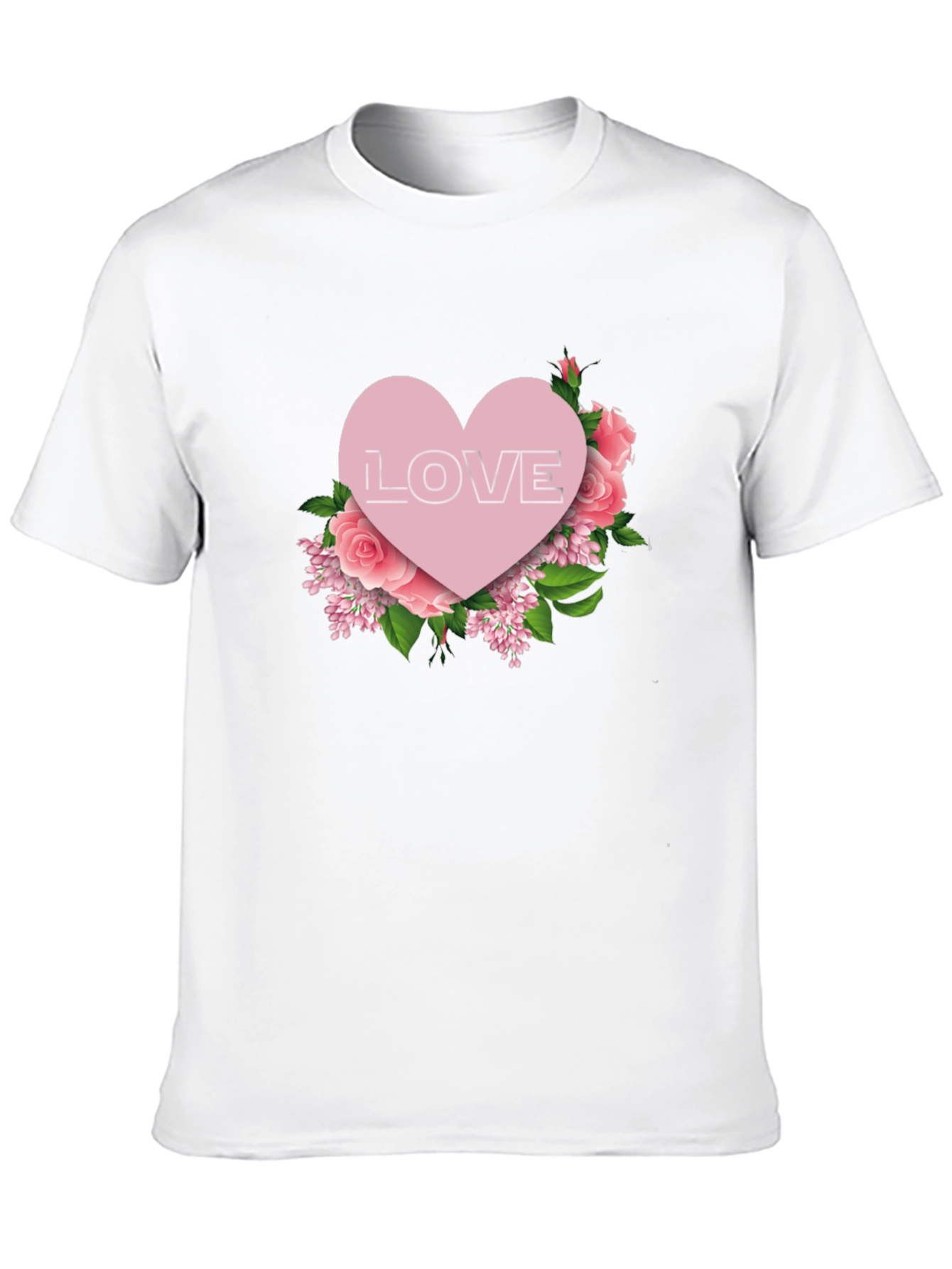 Love Heart Floral T-Shirt - Black