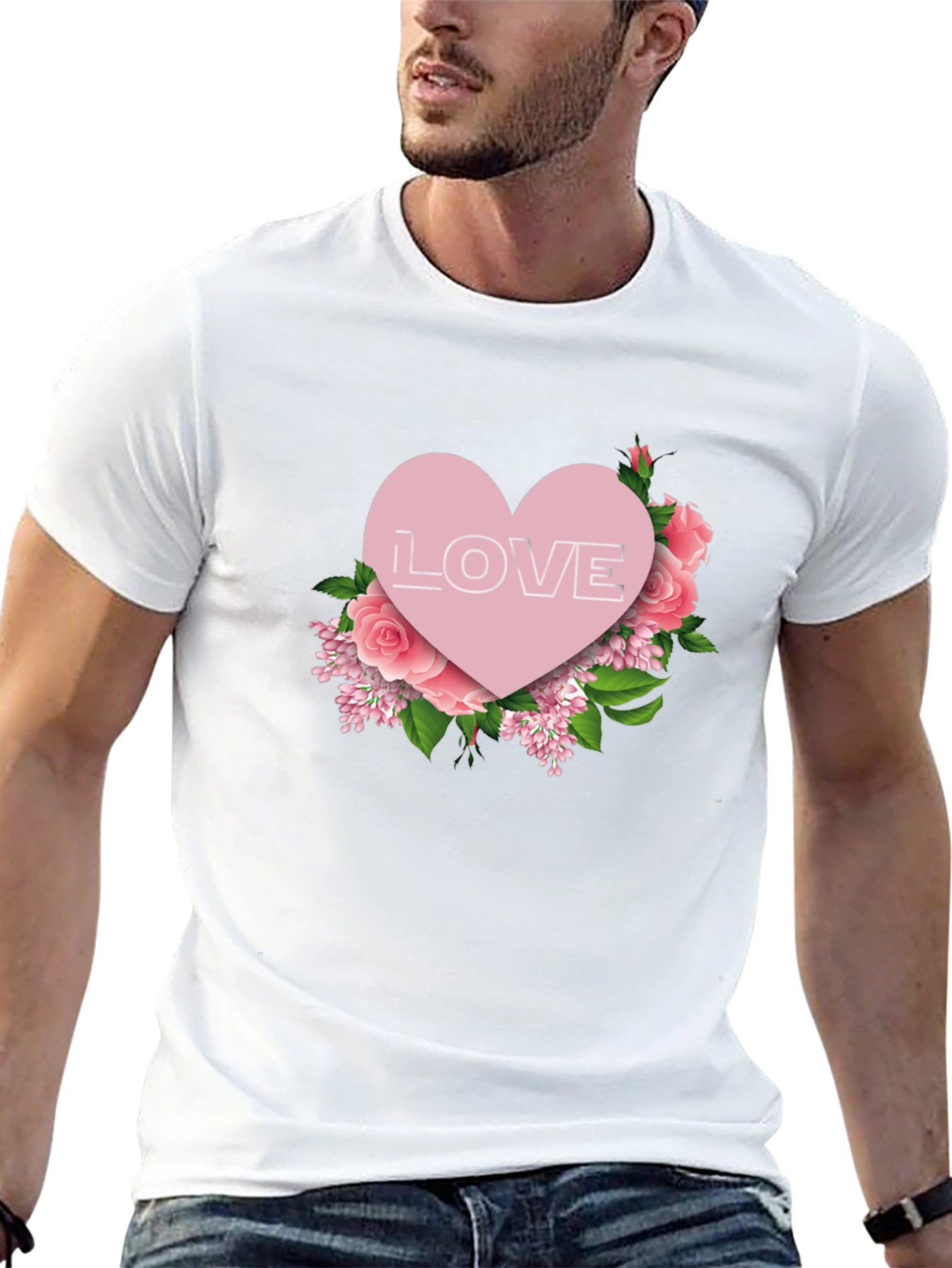 Love Heart Floral T-Shirt - Black