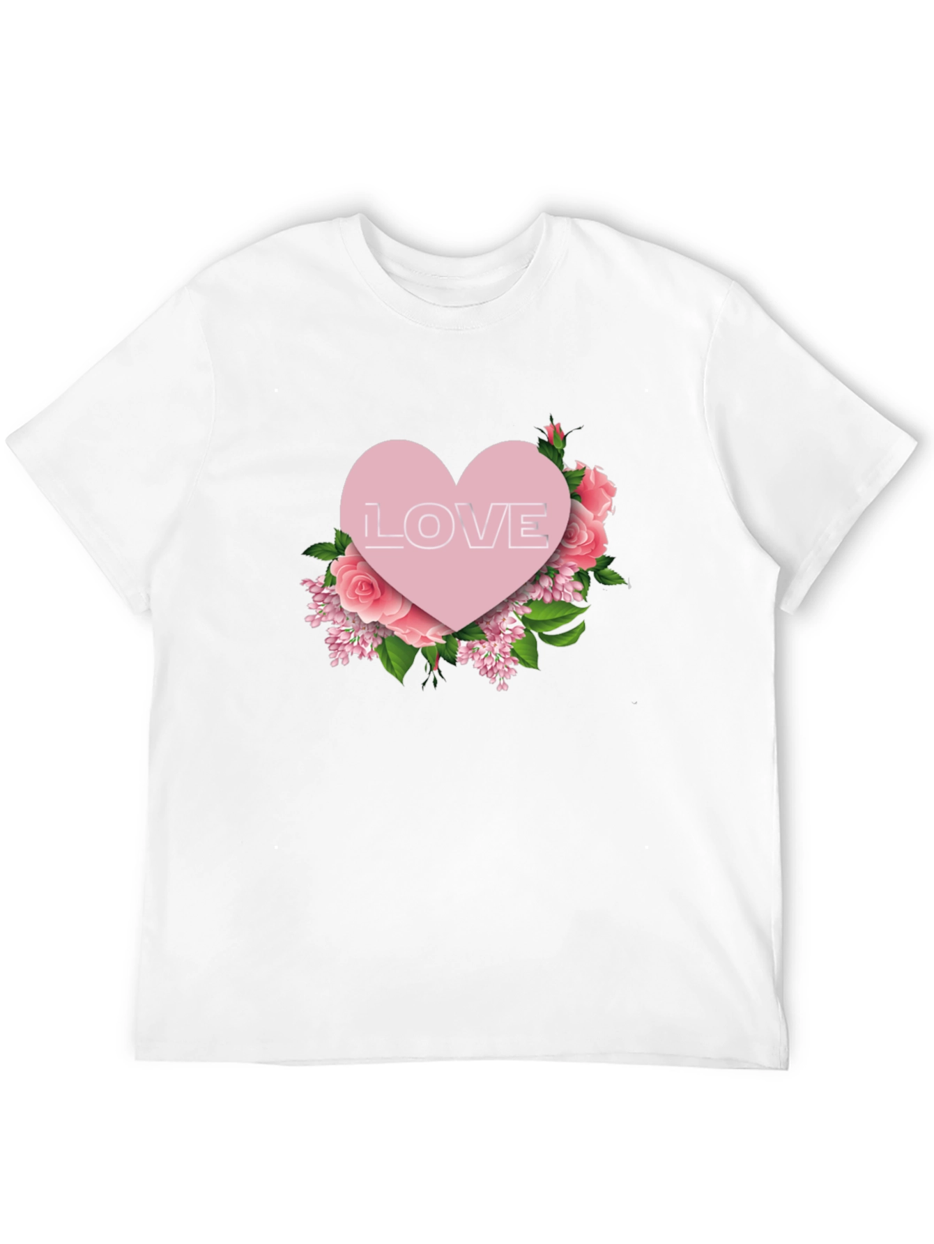 Love Heart Floral T-Shirt - Black