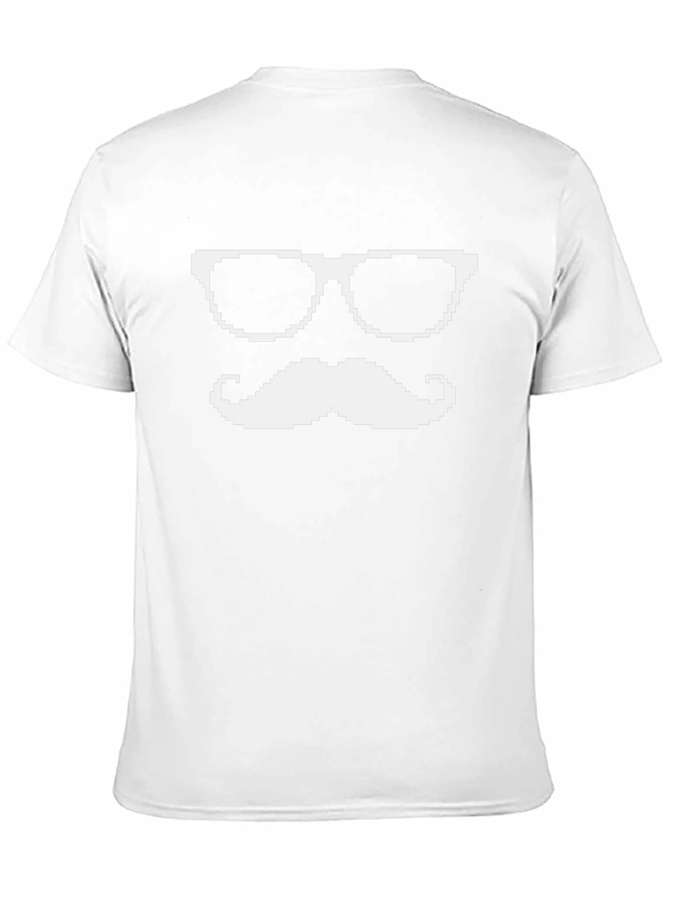 Pixel Glasses and Mustache Black T-Shirt