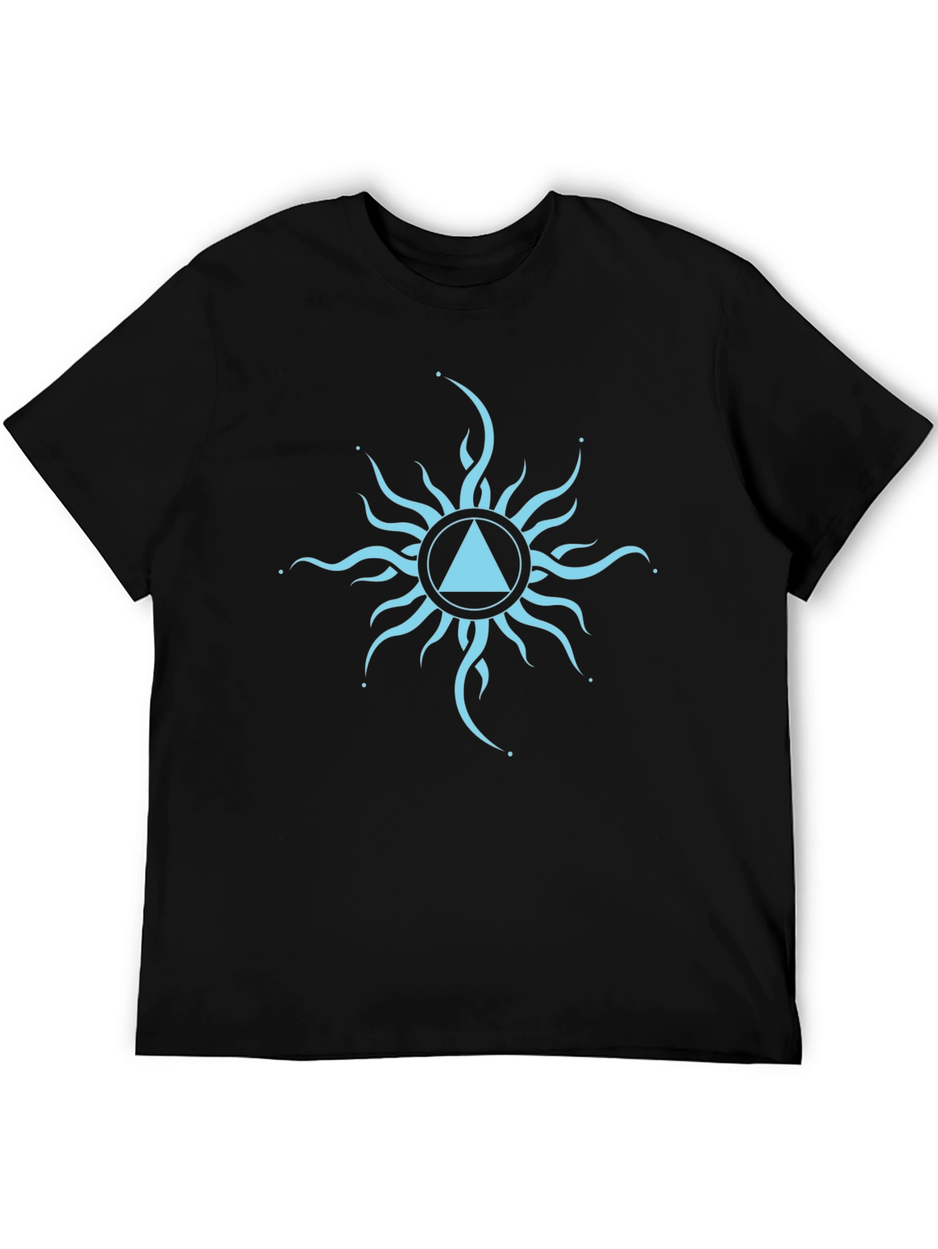 Black T-Shirt with Geometric Sun Design