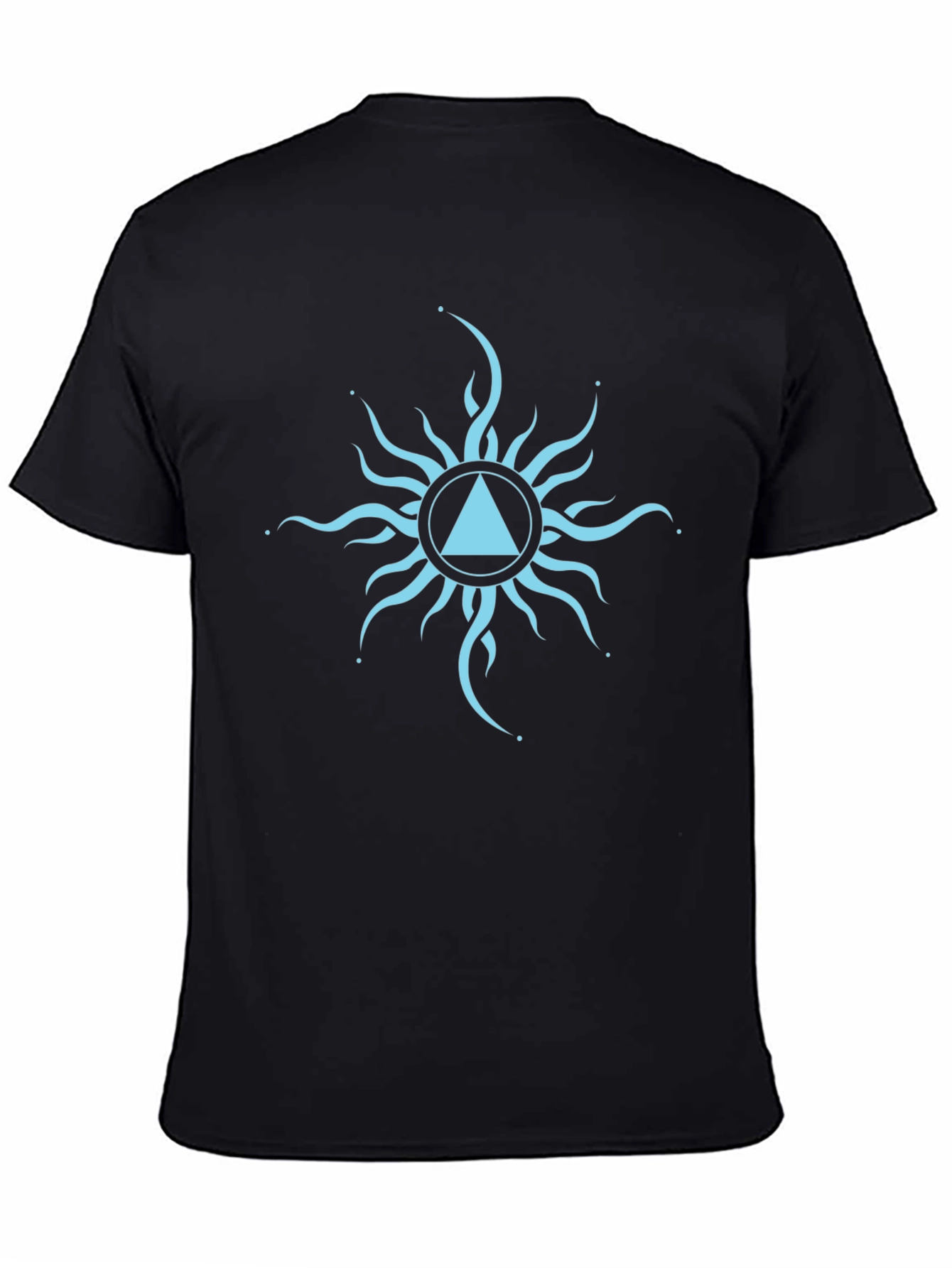 Black T-Shirt with Geometric Sun Design