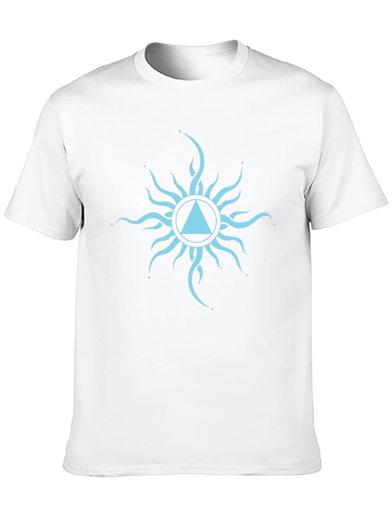 Black T-Shirt with Geometric Sun Design