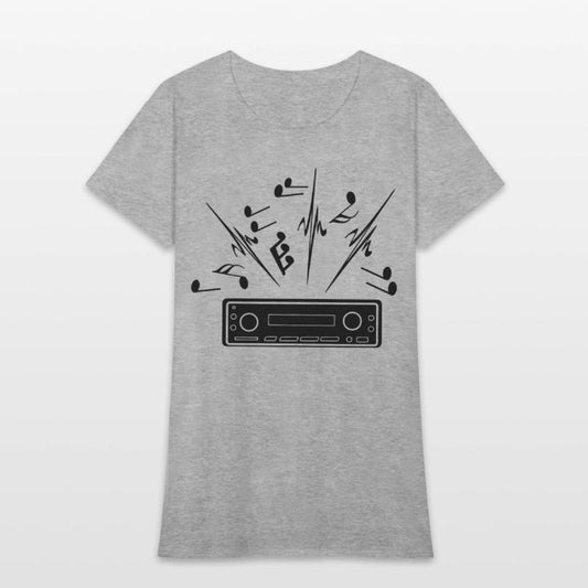 Car radio with loud music musical notes